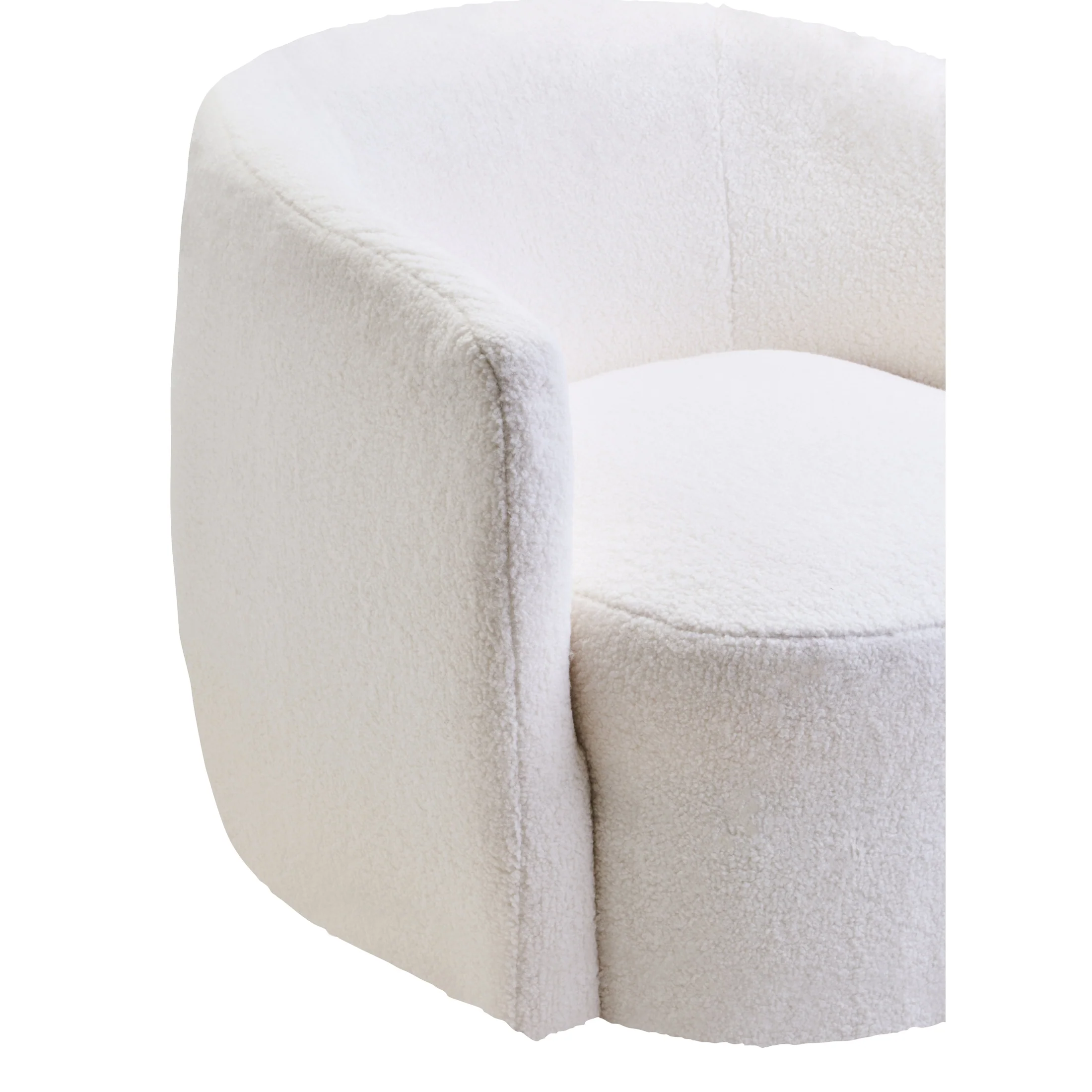 Montrose Ivory Bouclé Effect Curved Lounge Chair with Swivel Base - Image 8