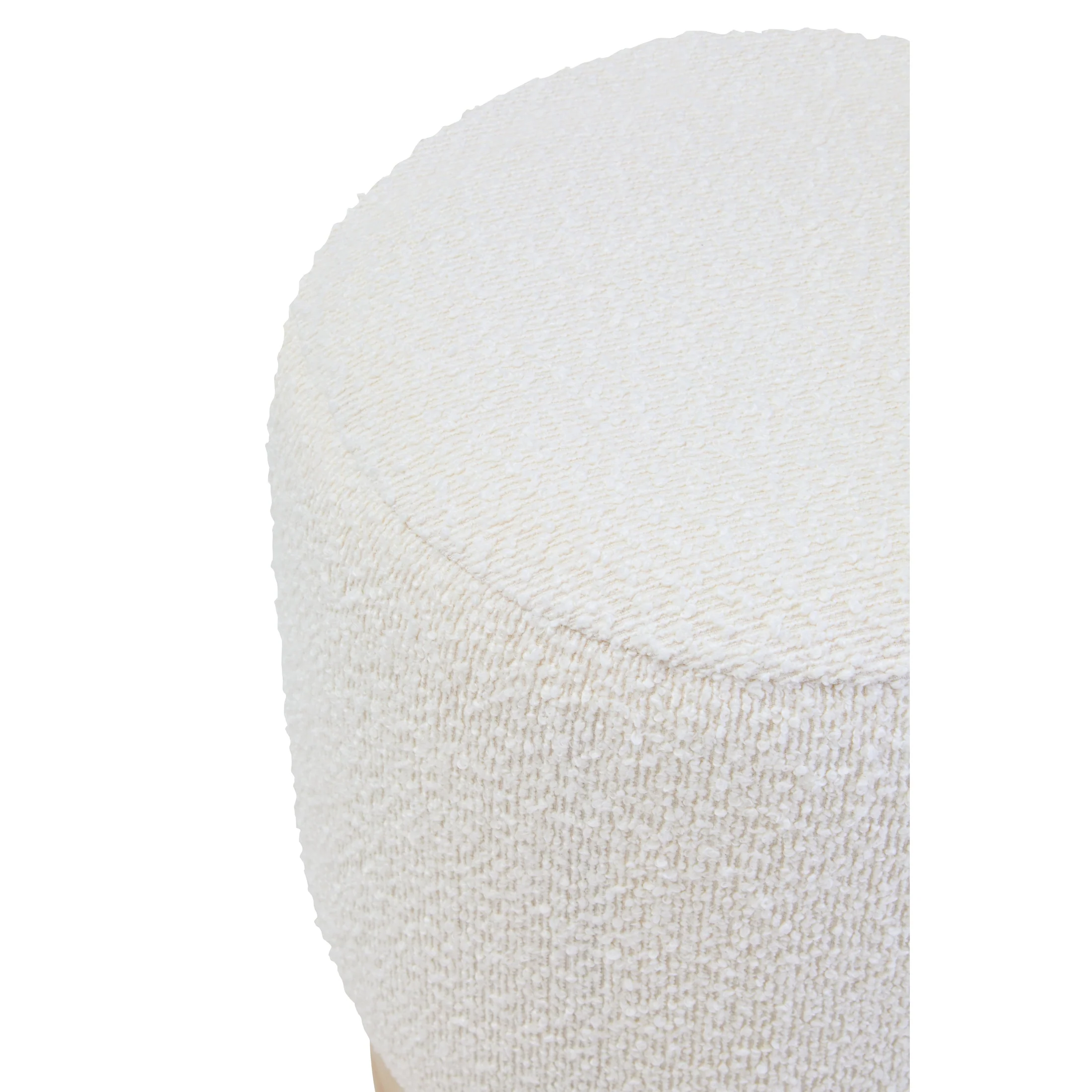 Motara Burl Wood and Cream Bouclé Round Stool - Image 3