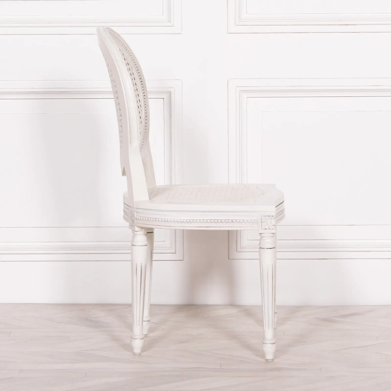 Off White Chateau Rattan Dining Chair with Mahogany Frame - Image 3