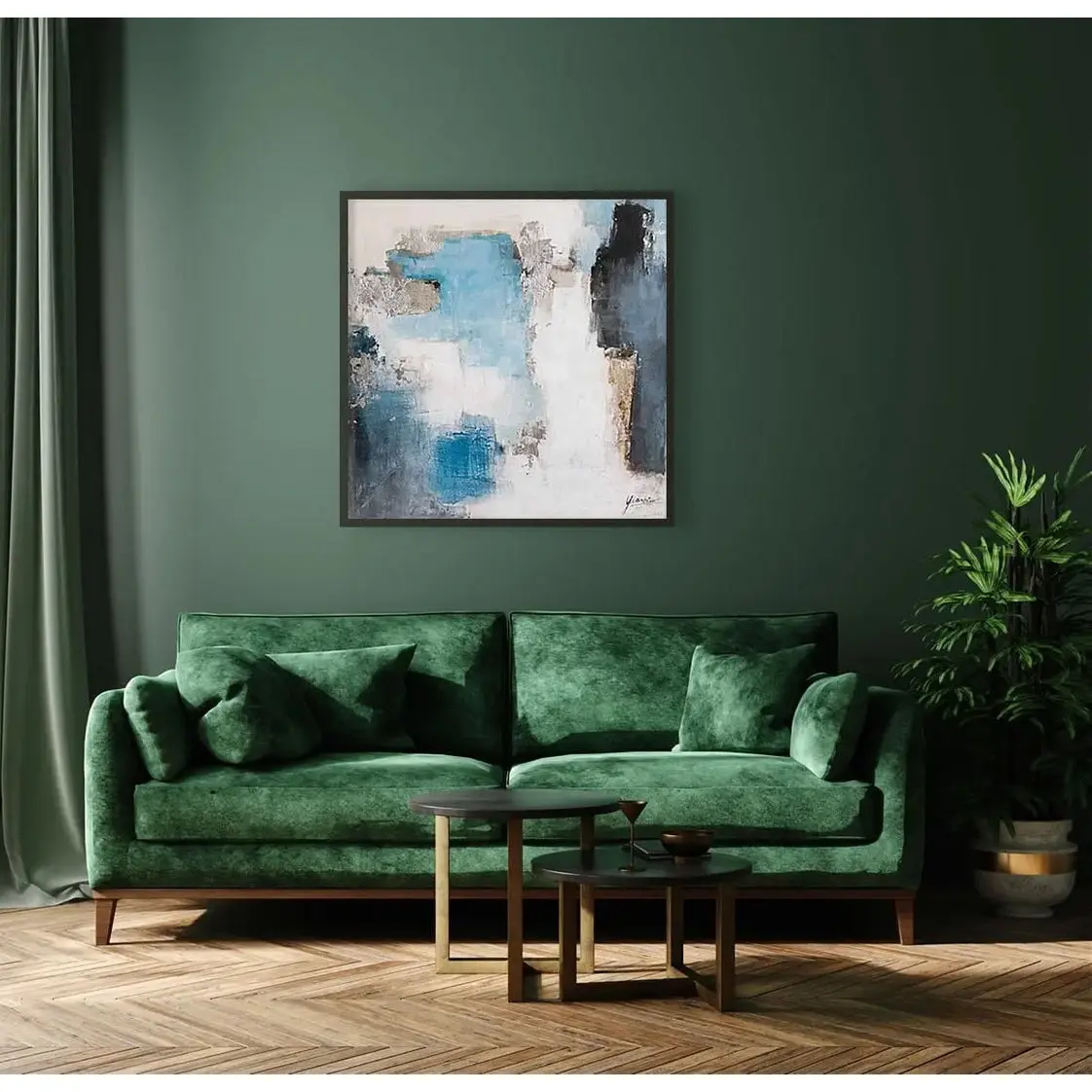 Oil on Canvas 12 – Large Abstract Hand-Painted Wall Art with Black Frame - Image 13