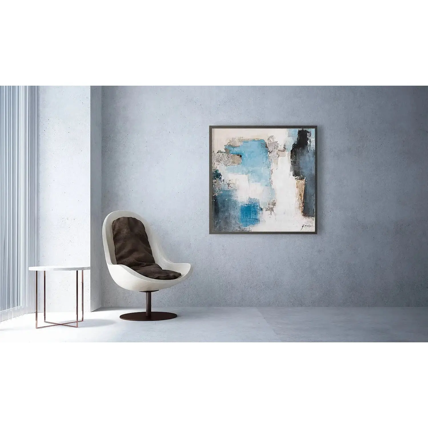 Oil on Canvas 12 – Large Abstract Hand-Painted Wall Art with Black Frame - Image 5