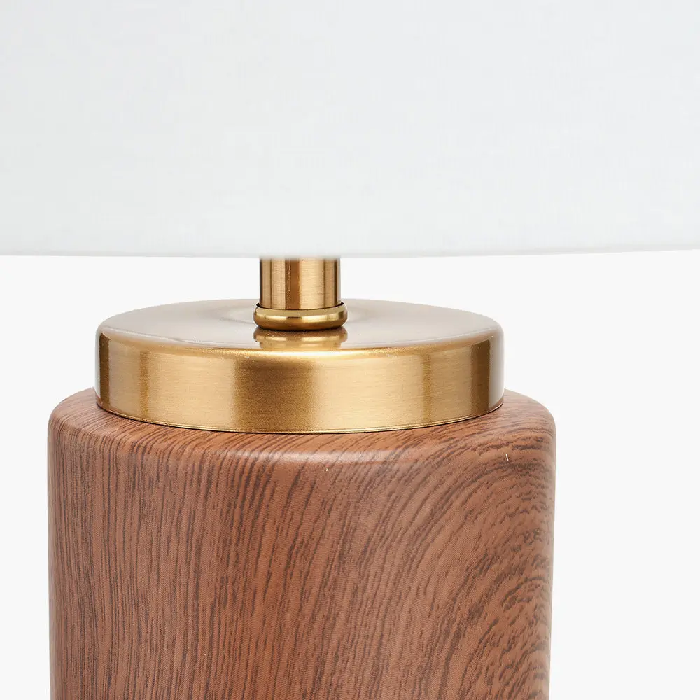 Carrara Wood Effect Ceramic Tall Table Lamp - Image 3