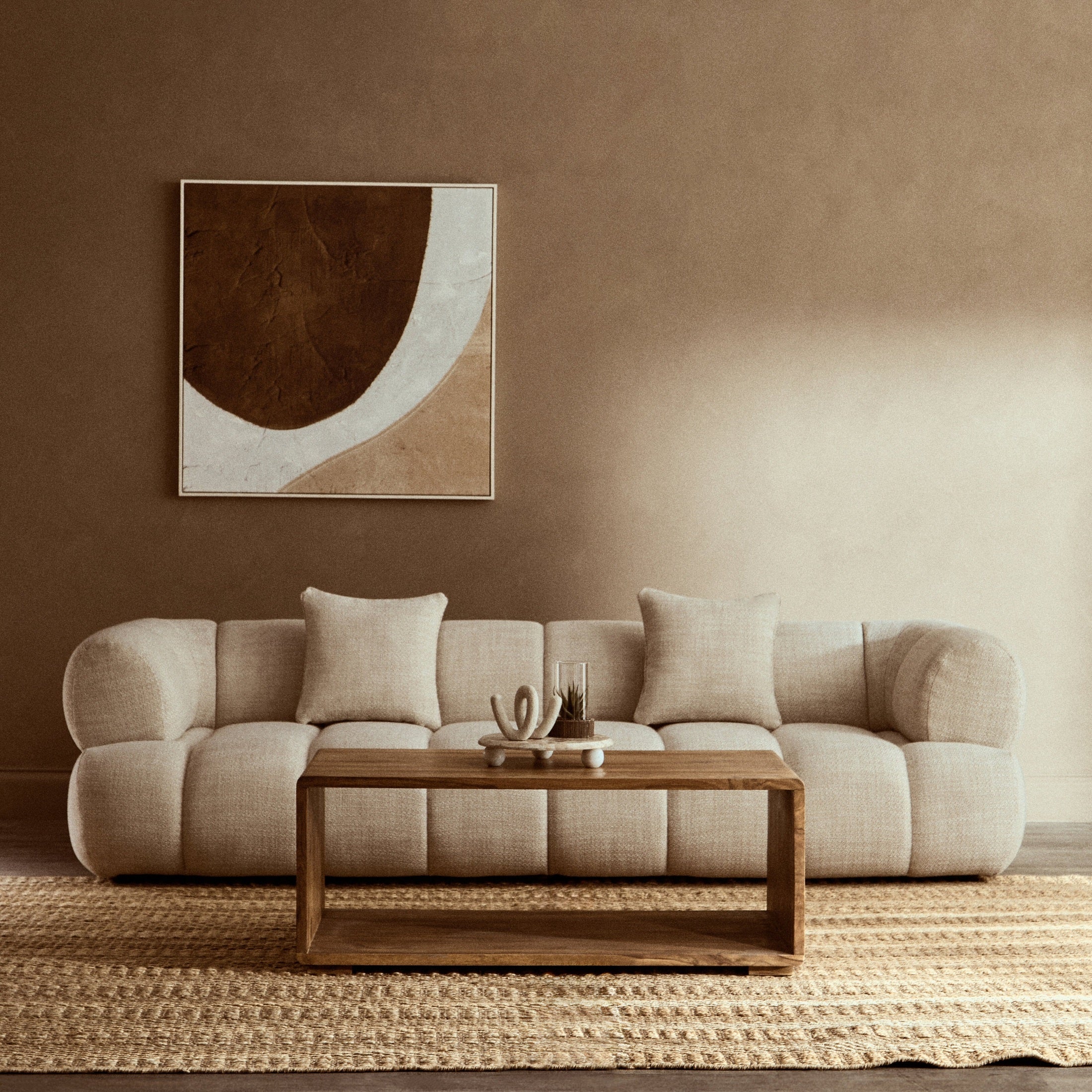 Ordano Cream Linen 3 Seater Curved Sofa - Image 2
