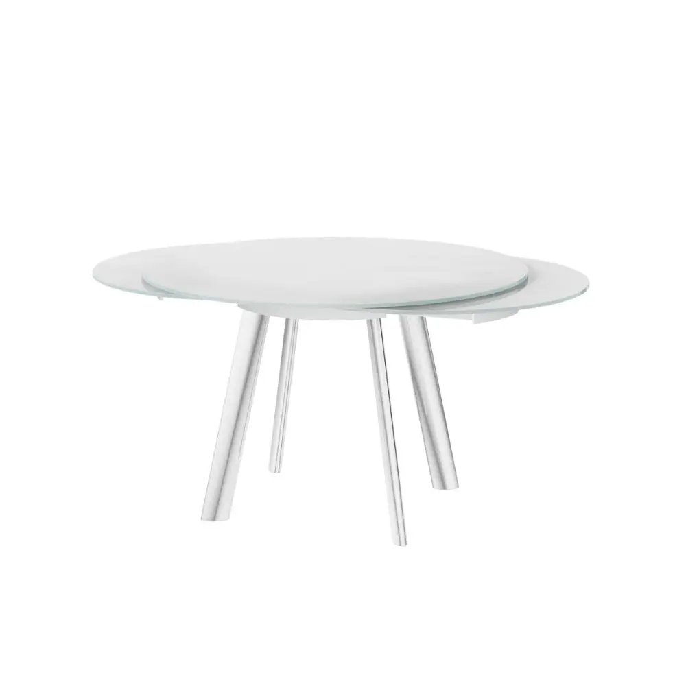 Orla White Swivel Extending Glass Dining Table – 102–166cm - Image 4