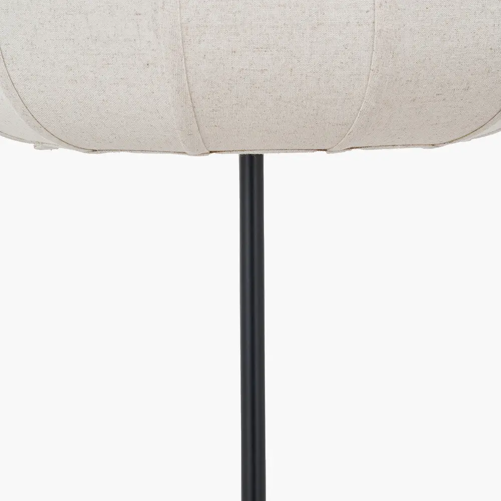 Oscar Black Metal & Natural Linen Floor Lamp - Image 3