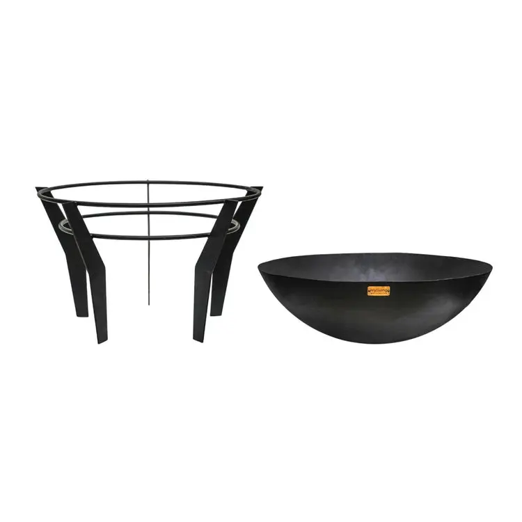 Outdoor Metal Kendal Fire Pit on Stand in Black - Image 3