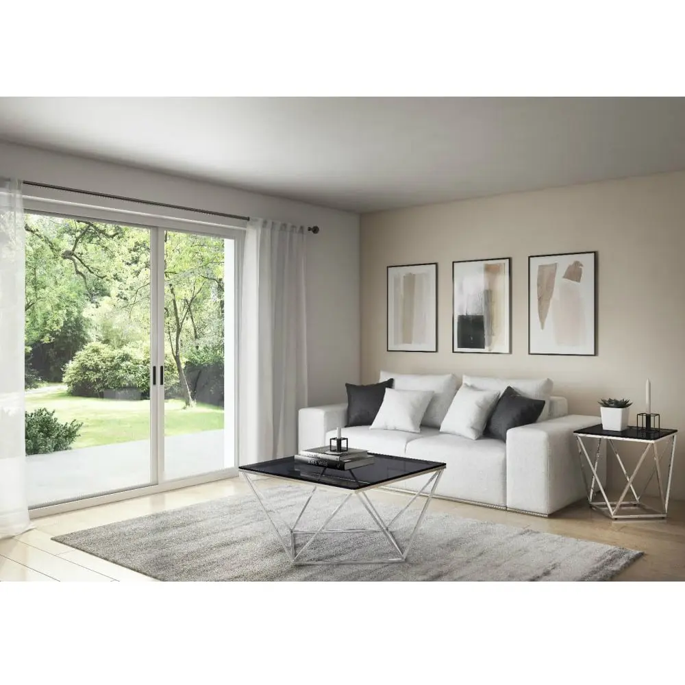 Pirlo Black Glass Coffee Table – Smoked Glass & Chrome Diamond Design - Image 3