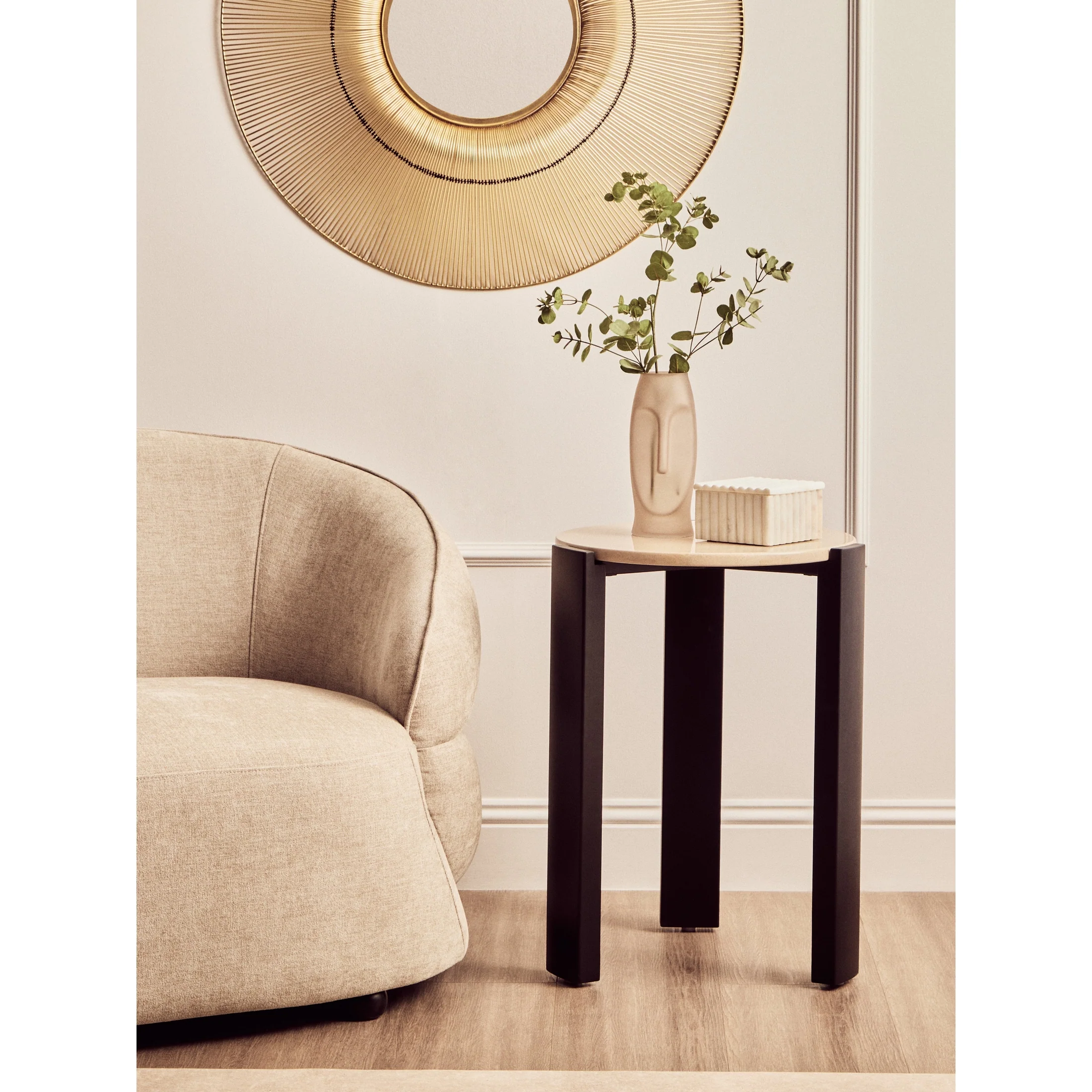 Ravello Cream Marble Top Round Side Table - Image 2