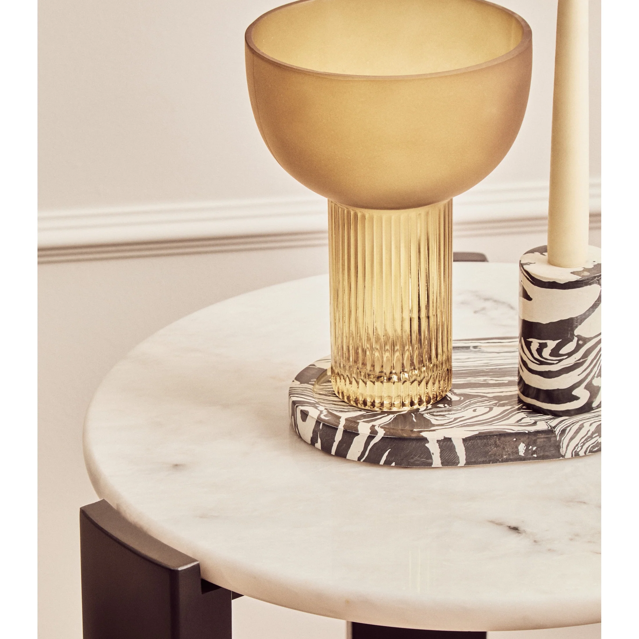 Ravello White Marble Top Round Side Table - Image 3