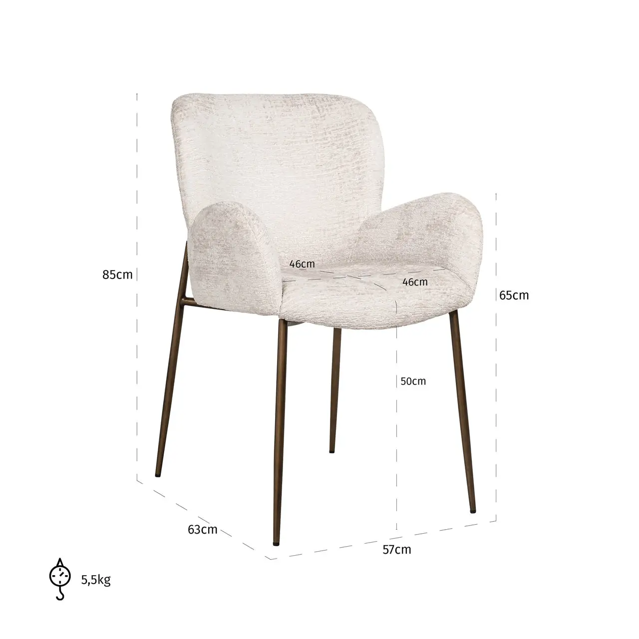 Richmond Interiors Amber Cream Velvet Armchair – Modern Accent or Dining Chair - Image 15