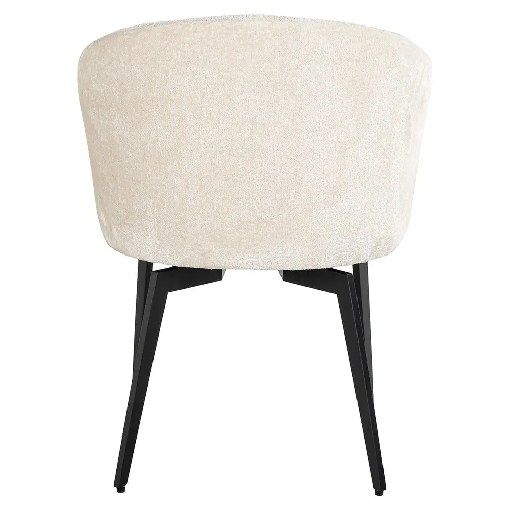 Richmond Interiors Amphara Chair in White Chenille – Modern Curved Dining Chair - Image 5