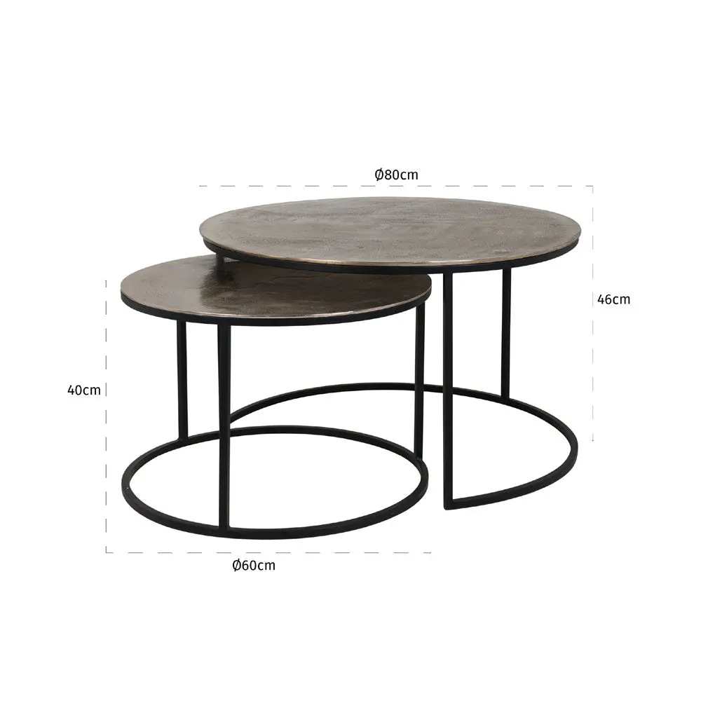 Richmond Interiors Asher Coffee Tables – Set of 2, Champagne Gold - Image 4