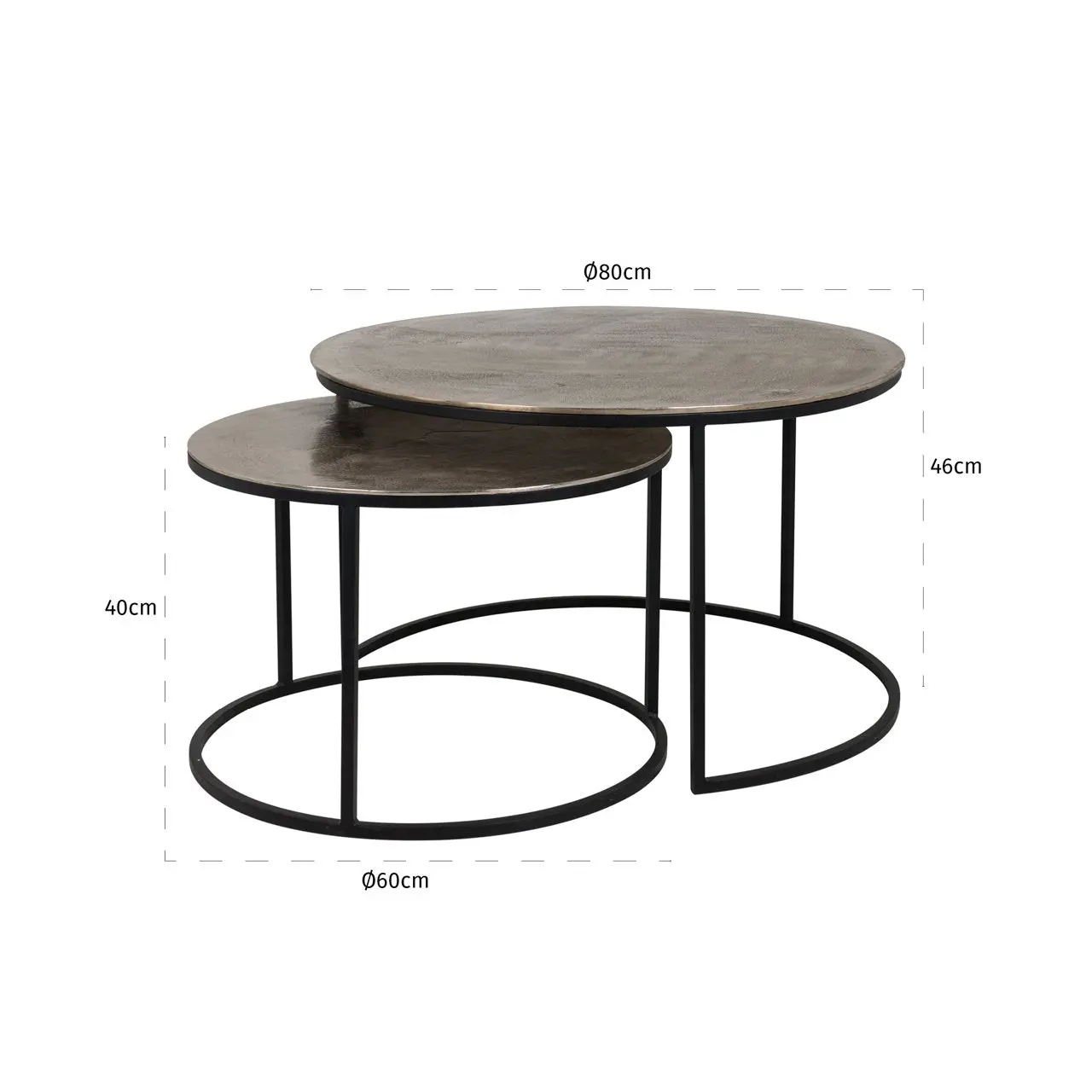 Richmond Interiors Asher Coffee Tables – Set of 2, Champagne Gold - Image 6