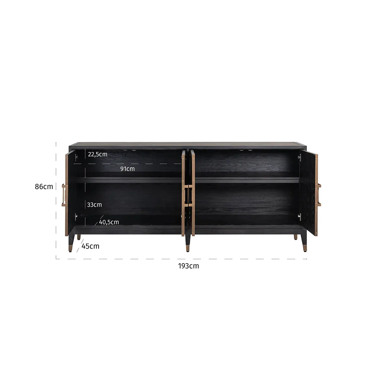 Richmond Interiors Bloomville 4 Door Sideboard in Gold - Image 8