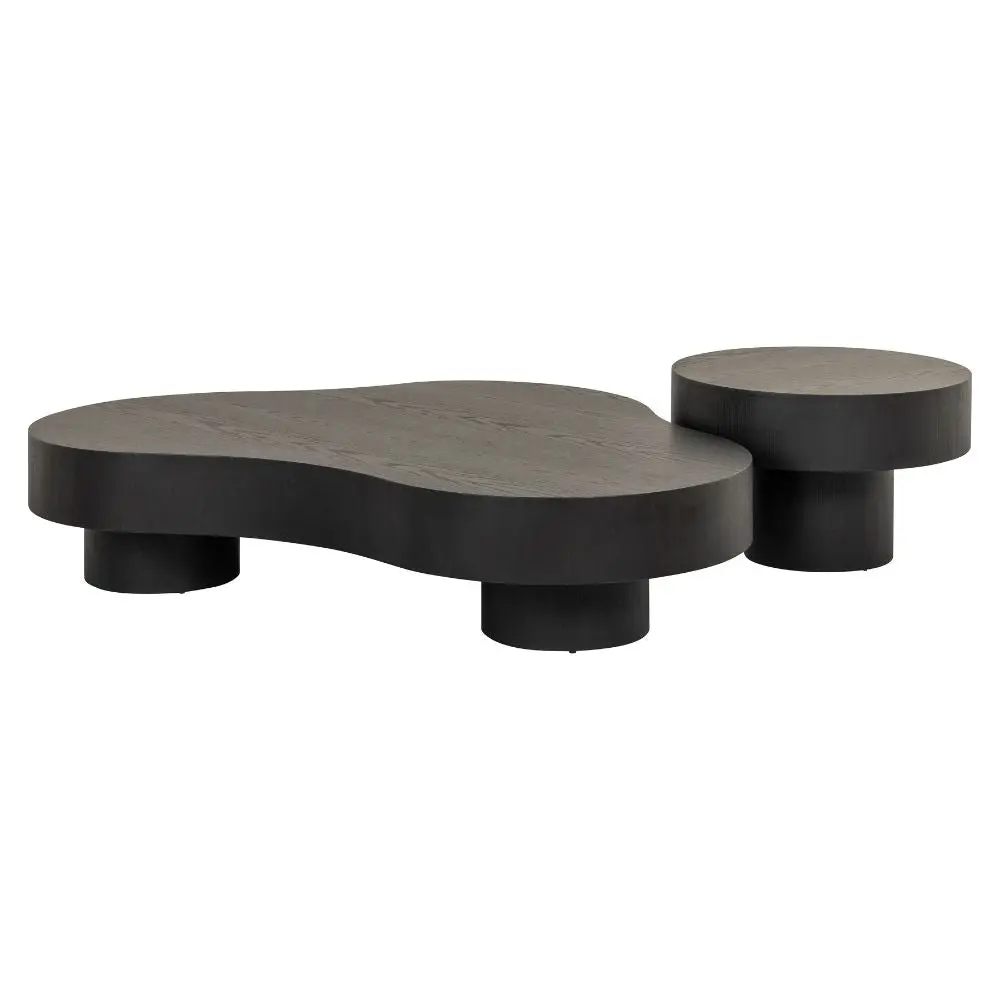 Richmond Interiors Bogor Coffee Table Set – 2-Piece Oak Veneer in Dark Coffee