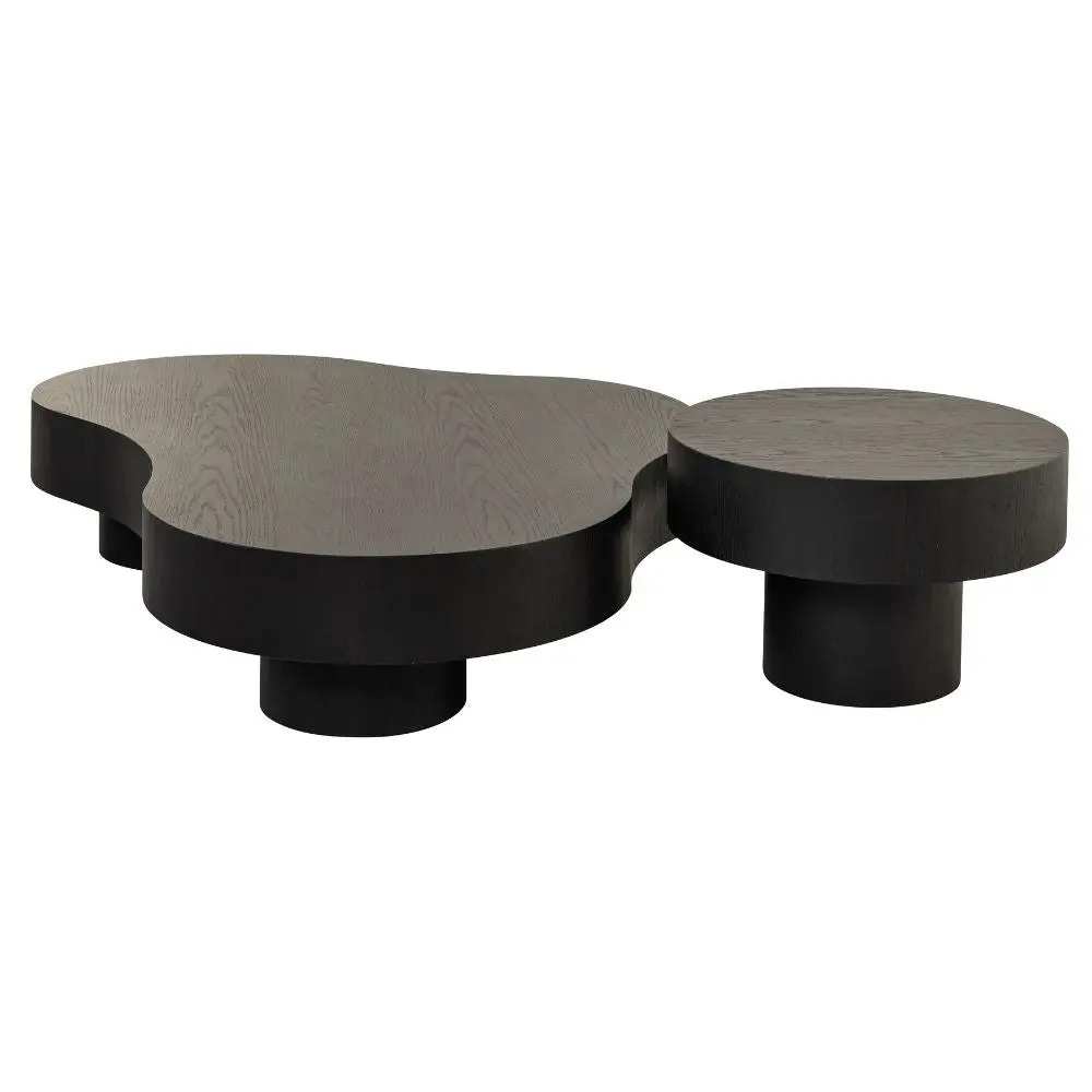 Richmond Interiors Bogor Coffee Table Set – 2-Piece Oak Veneer in Dark Coffee - Image 2