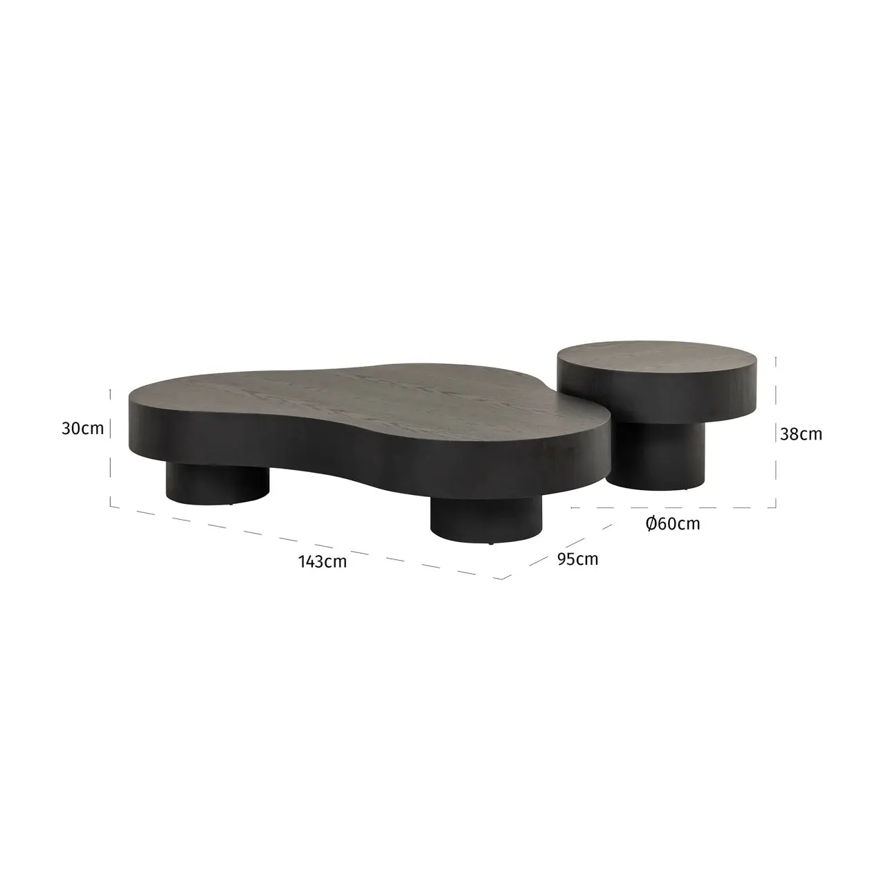 Richmond Interiors Bogor Coffee Table Set – 2-Piece Oak Veneer in Dark Coffee - Image 7