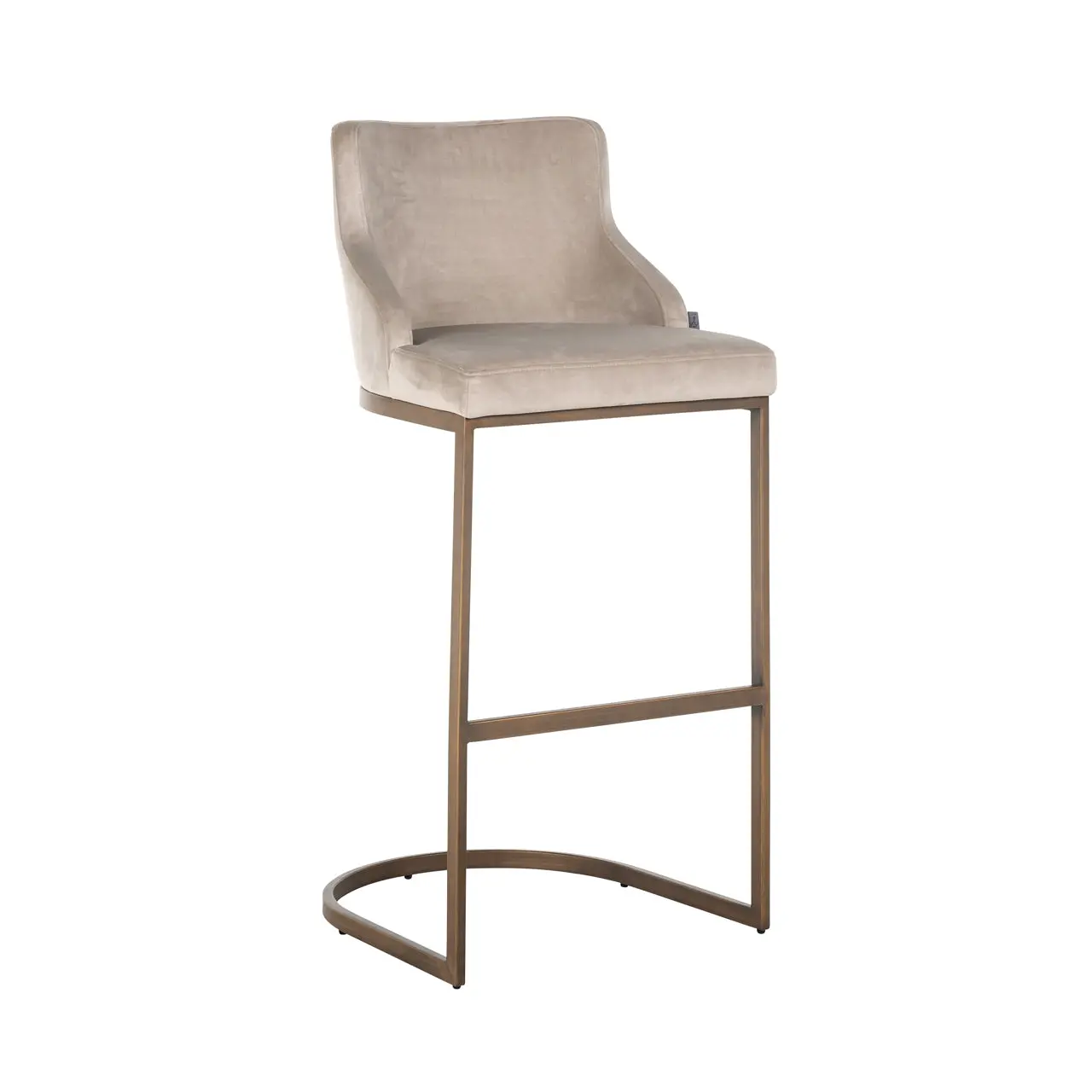 Richmond Interiors Bolton Bar Stool in Khaki Velvet & Brushed Gold (Set of 2) - Image 3