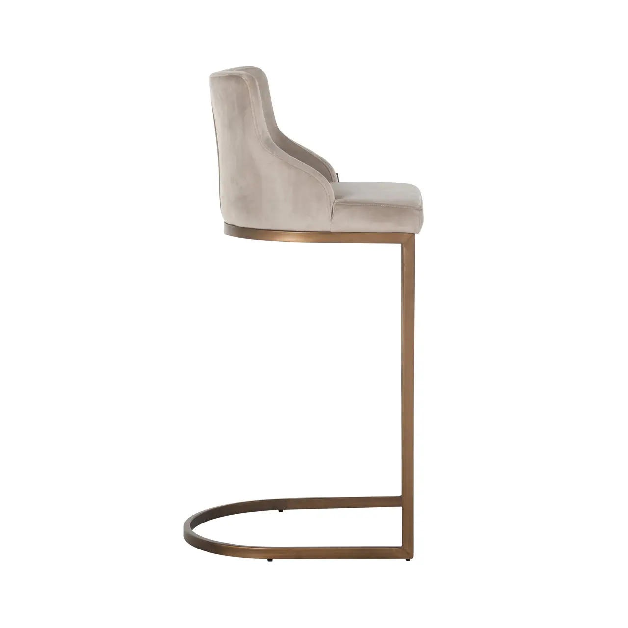 Richmond Interiors Bolton Bar Stool in Khaki Velvet & Brushed Gold (Set of 2) - Image 4