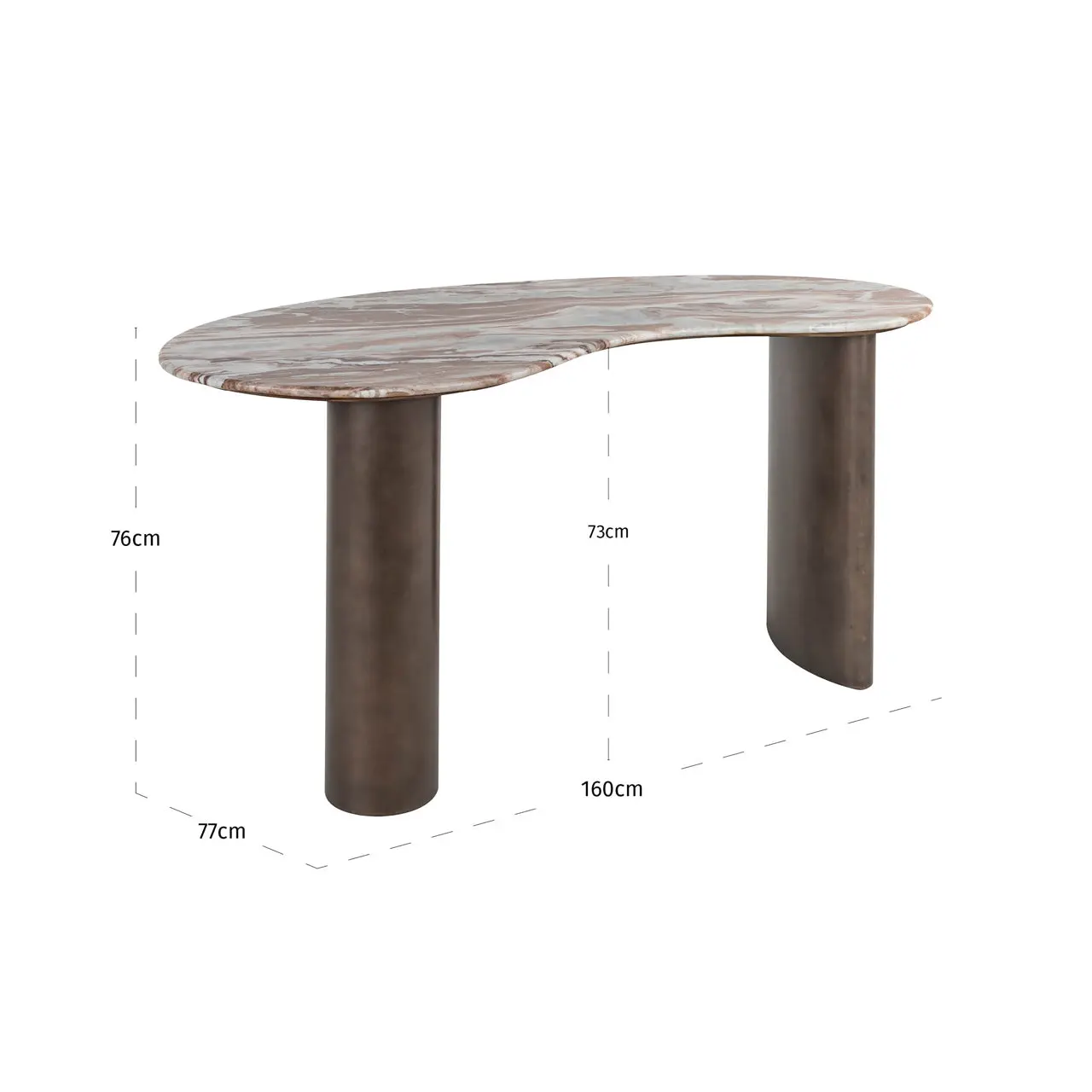 Richmond Interiors Brando Blush Beige Desk with Toronto Marble Top - Image 7