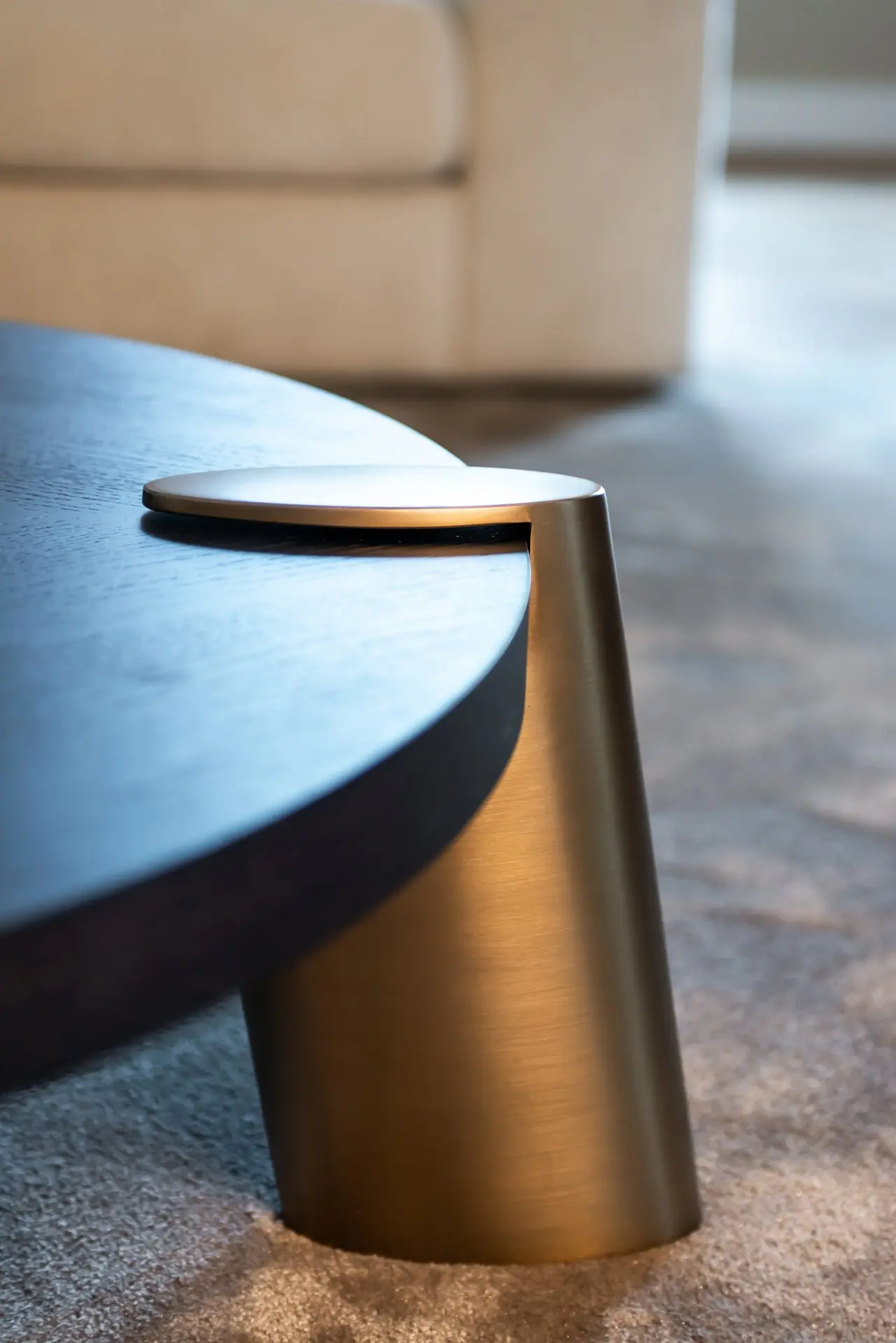 Richmond Interiors Brody Charcoal Coffee Table Set – Black Oak & Gold Nesting Tables - Image 4
