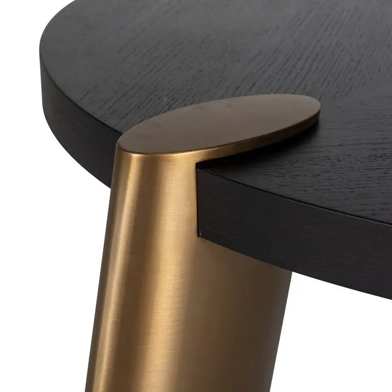 Richmond Interiors Brody Charcoal Coffee Table Set – Black Oak & Gold Nesting Tables - Image 9