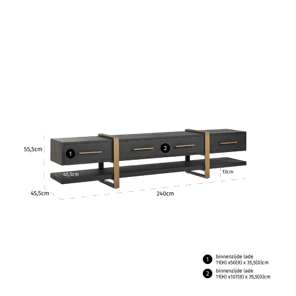 Richmond Interiors Cambon 3 Drawer Media Unit – Dark Coffee - Image 10