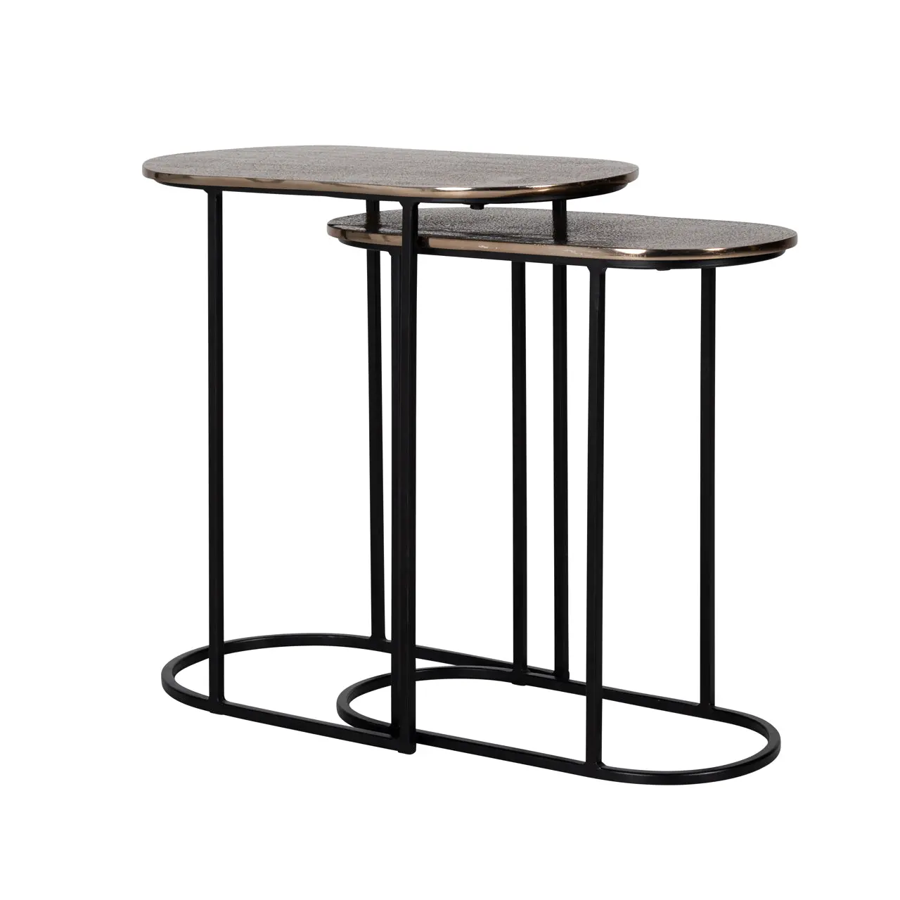 Richmond Interiors Chandon Oval End Tables in Champagne Gold Set of 2 - Image 2