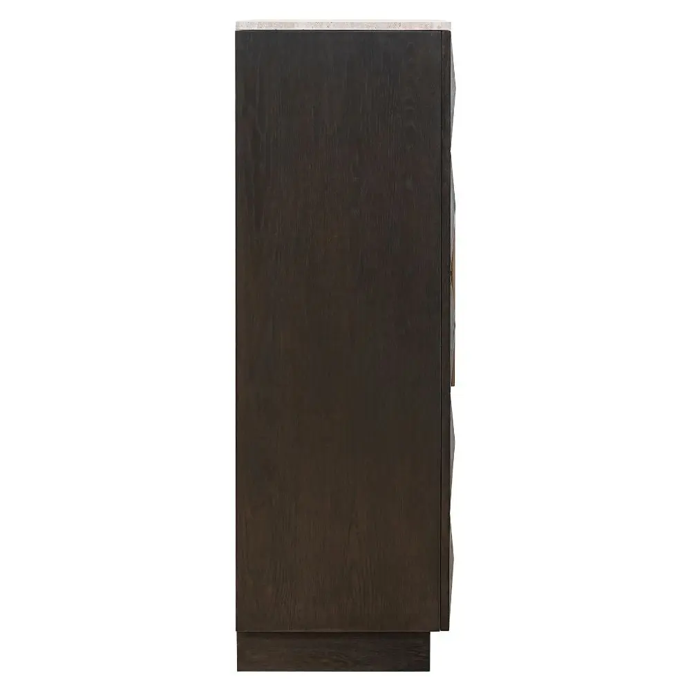 Richmond Interiors Claremont 2 Door Storage Cabinet – Brown Oak Veneer with Stone Top - Image 4