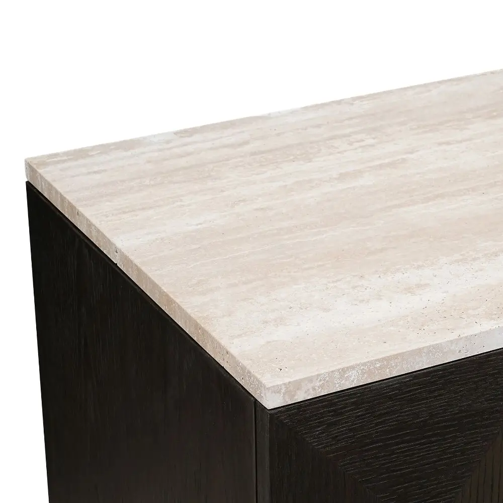 Richmond Interiors Claremont 2 Door Storage Cabinet – Brown Oak Veneer with Stone Top - Image 6