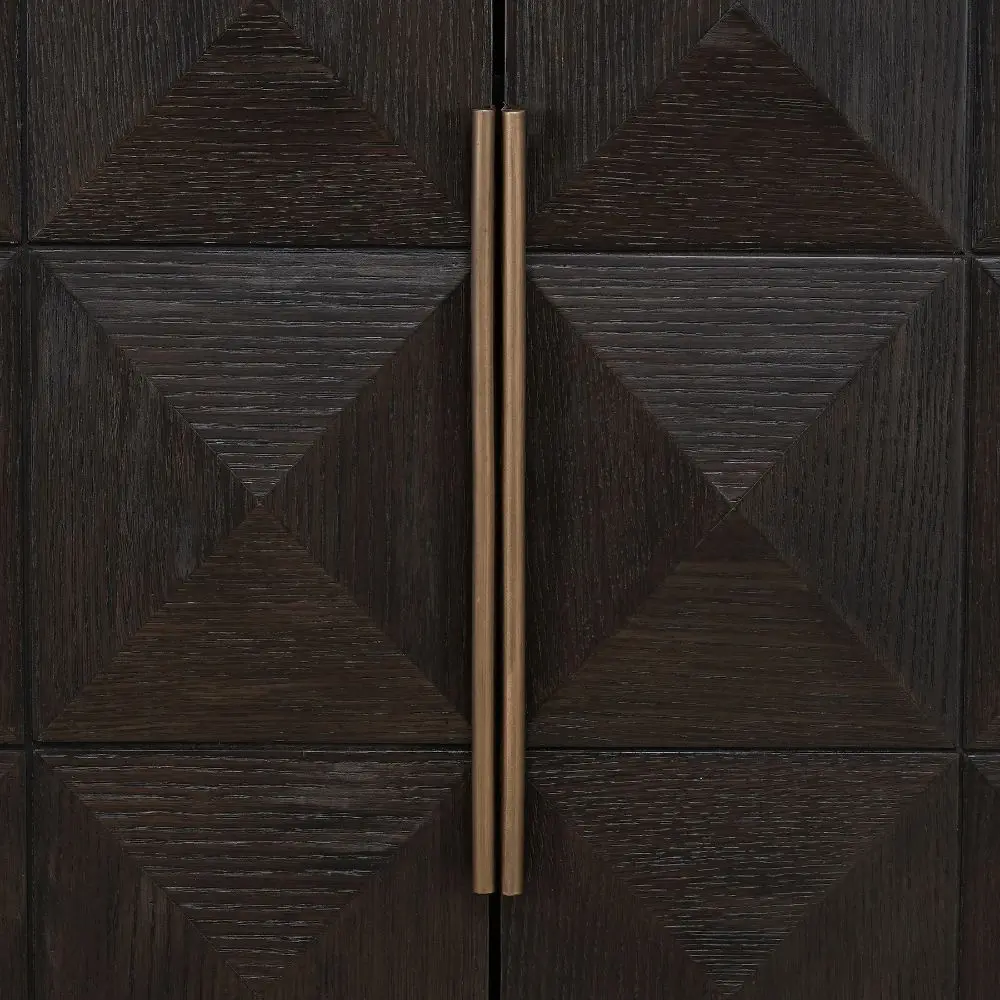 Richmond Interiors Claremont 2 Door Storage Cabinet – Brown Oak Veneer with Stone Top - Image 9