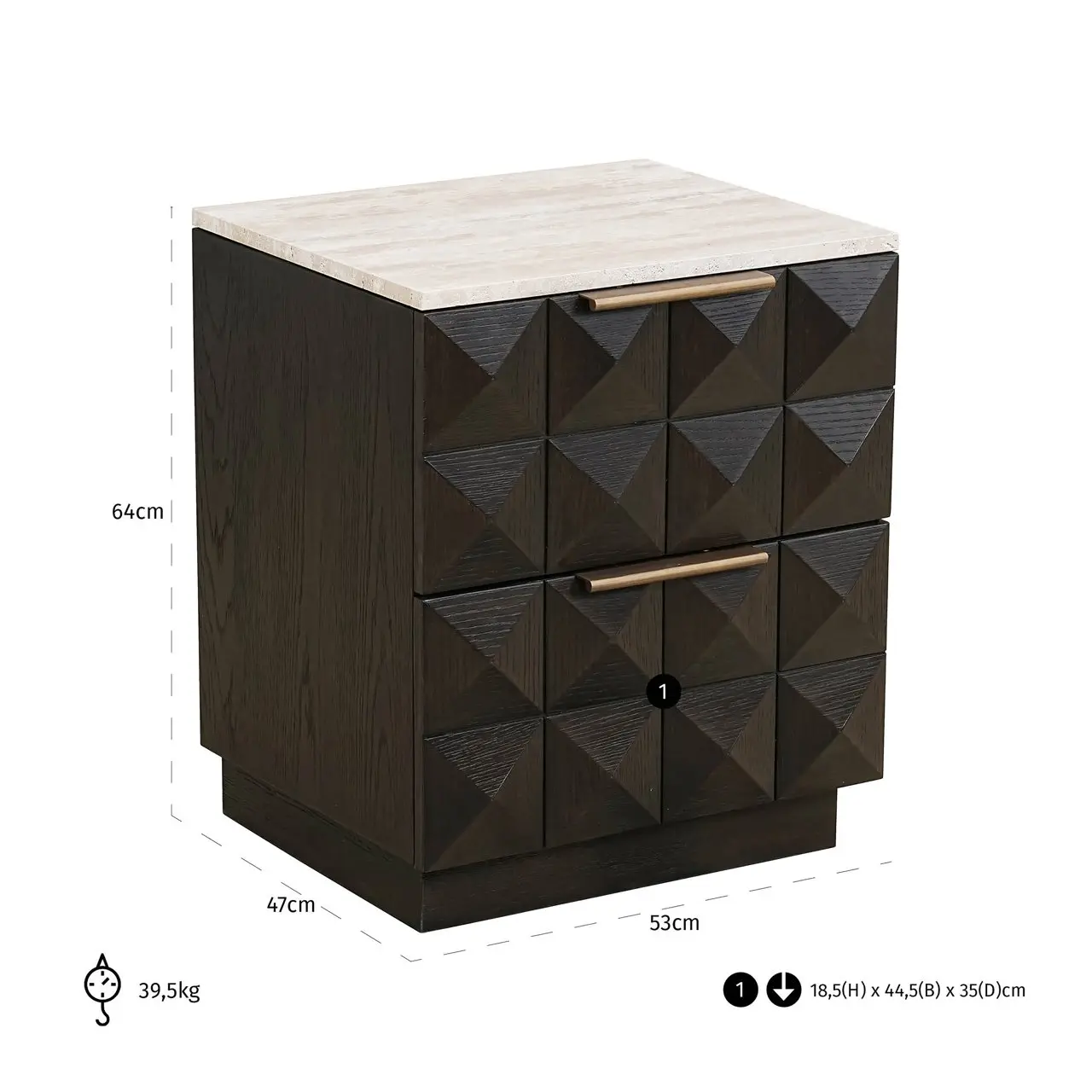 Richmond Interiors Claremont 2-Drawers Bedside in Brown - Image 10