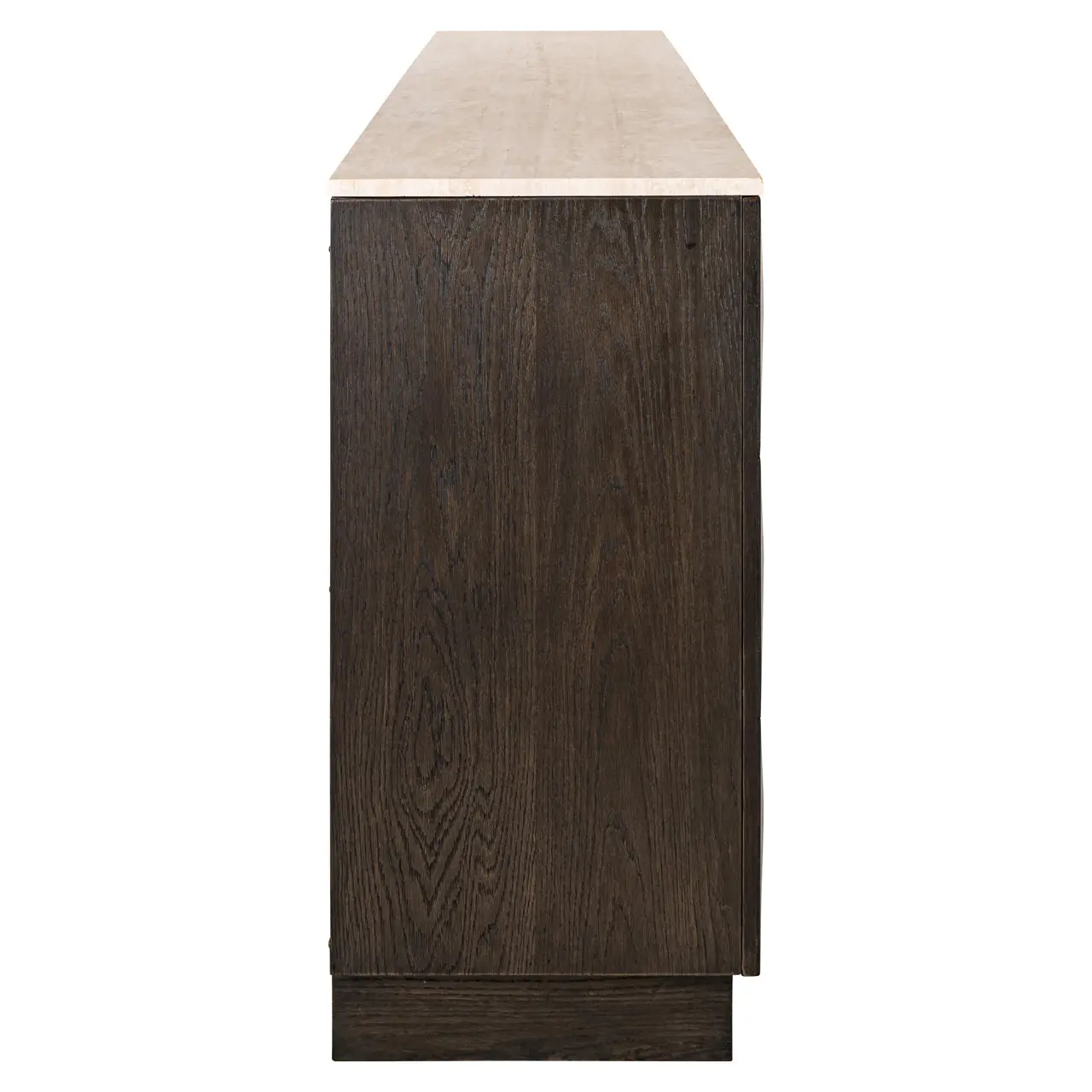 Richmond Interiors Claremont Brown 4-Door Sideboard with Travertine Top - Image 2