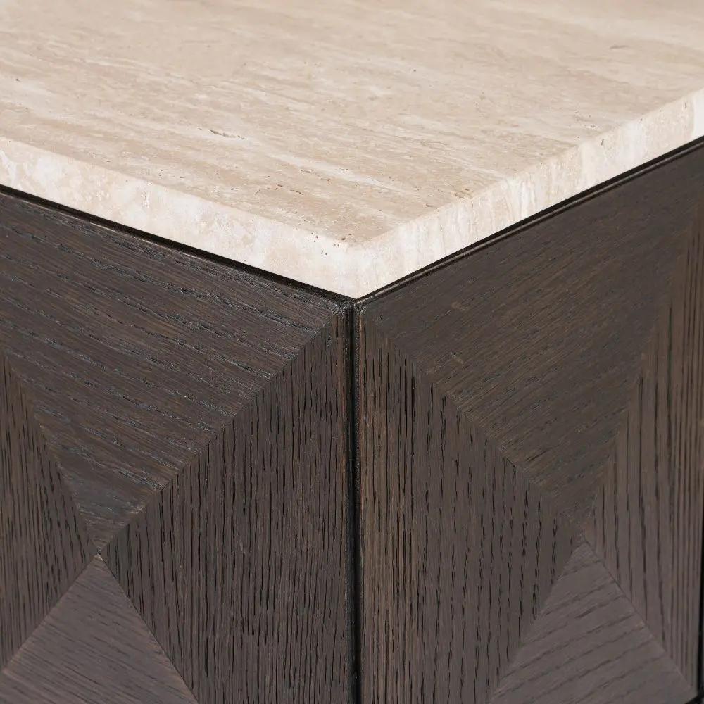 Richmond Interiors Claremont Decorative Column – Brown Oak Veneer & Stone - Image 5