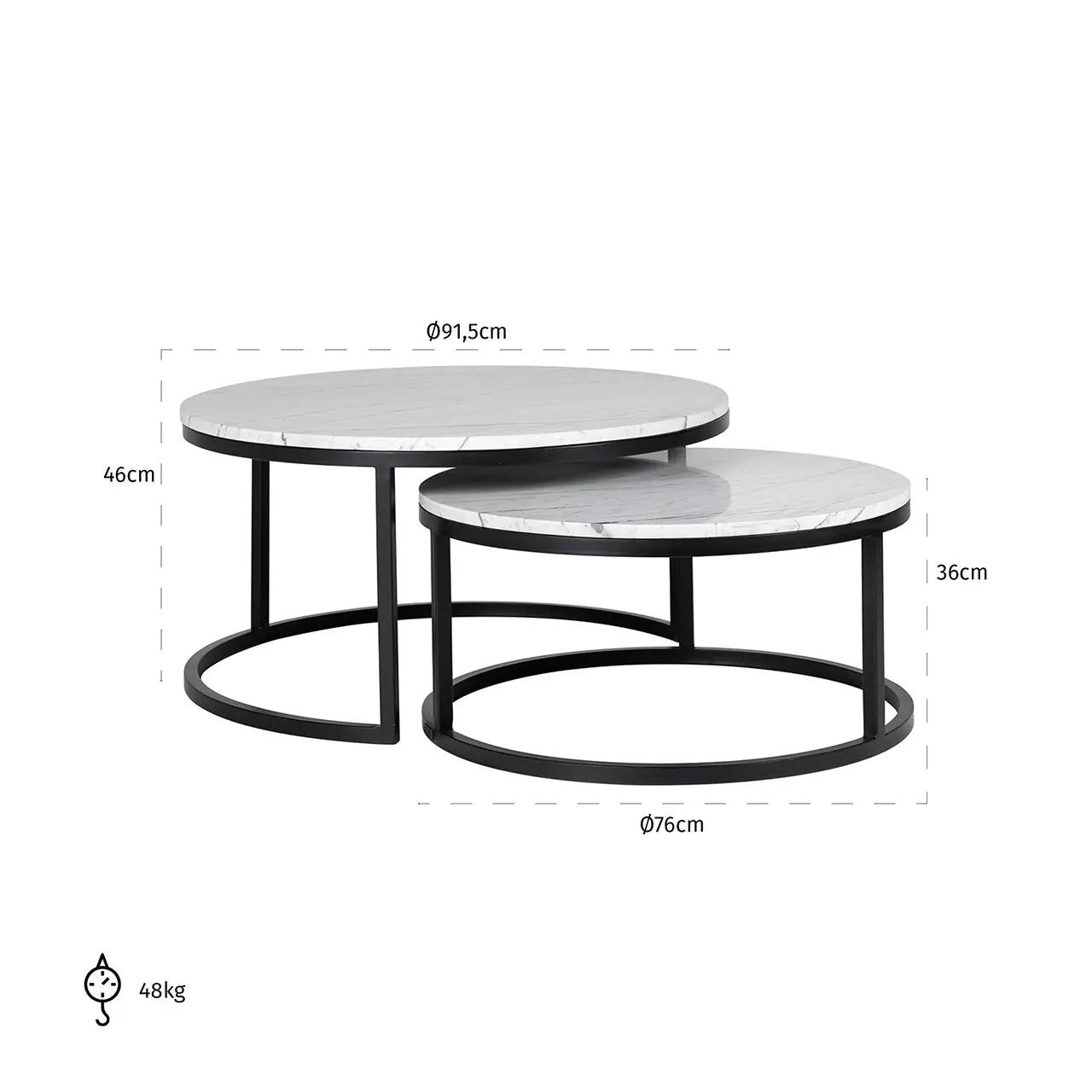 Richmond Interiors Lexington Set of 2 Coffee Table in White - Image 5