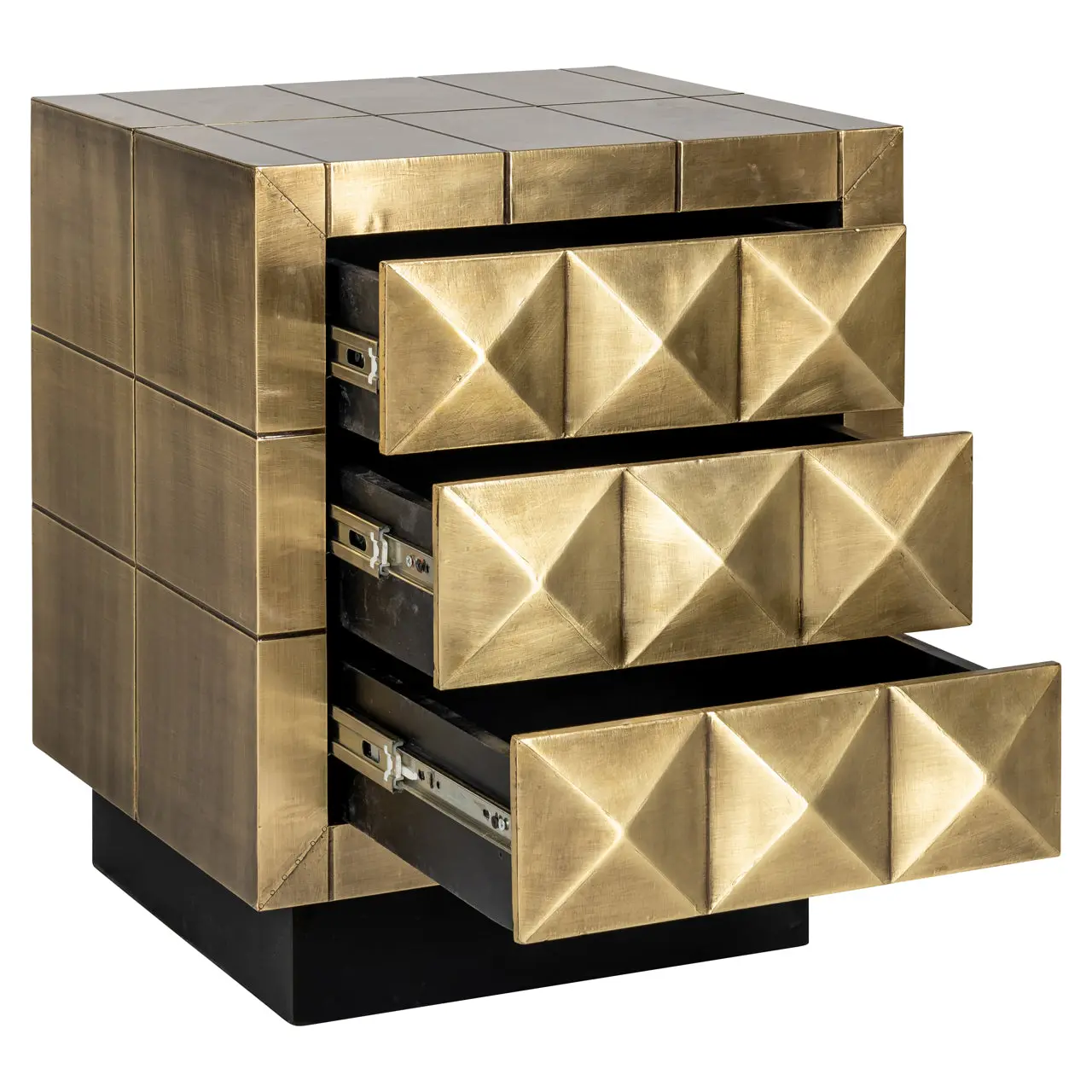 Richmond Interiors Collada 3-Drawers Cabinet in Brushed Gold - Image 4