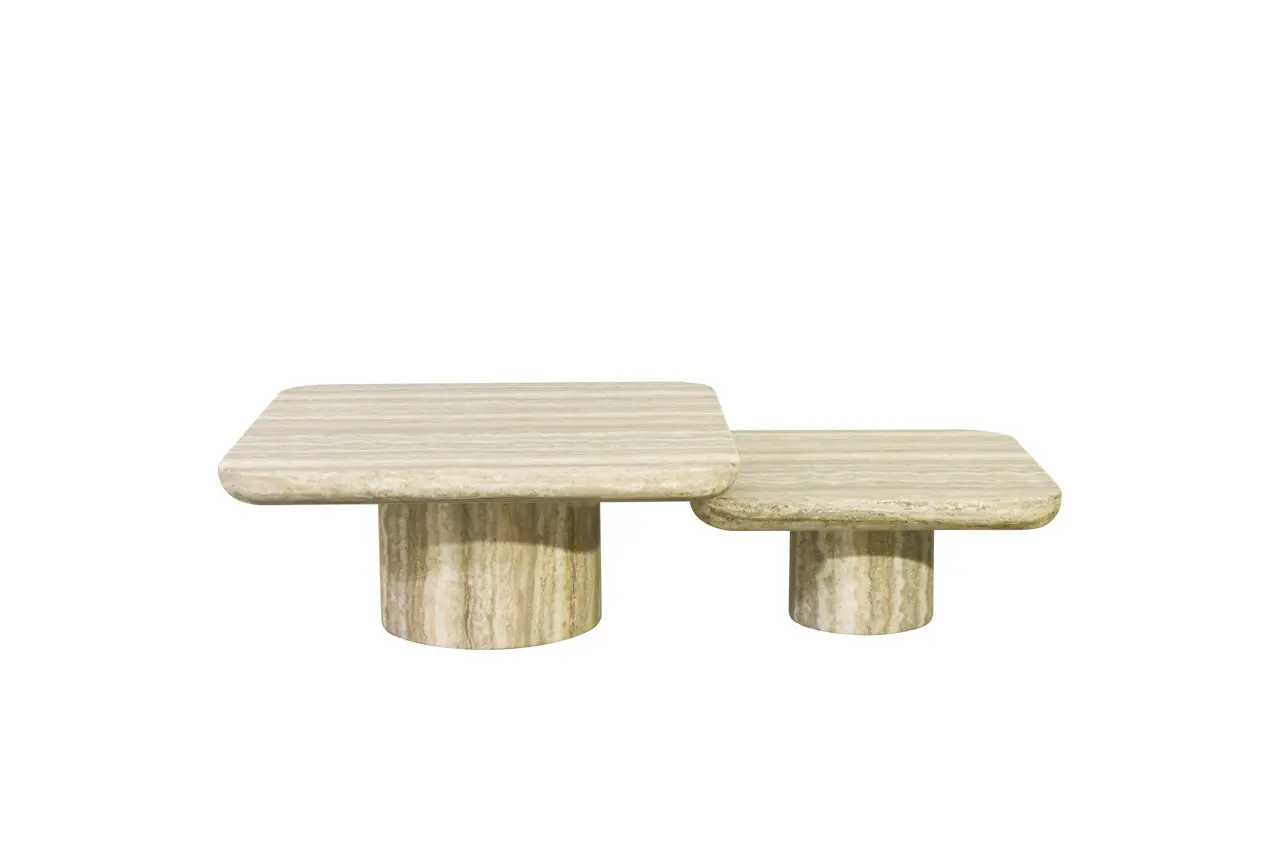 Richmond Interiors Denizly Set of 2 Coffee Table in Grey Faux Travertine - Image 2