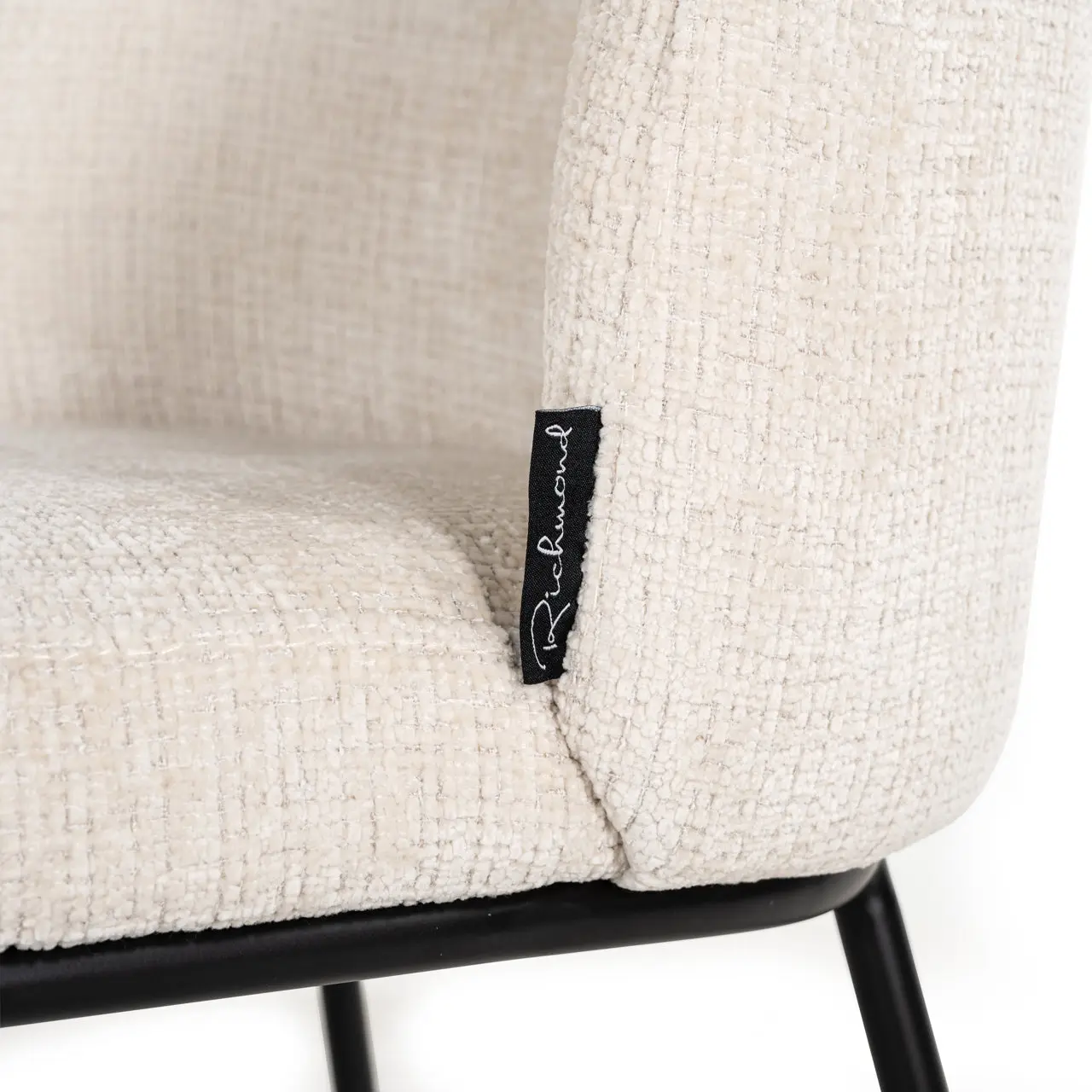 Richmond Interiors Elvi Chair in Beige Chenille Upholstery - Image 5