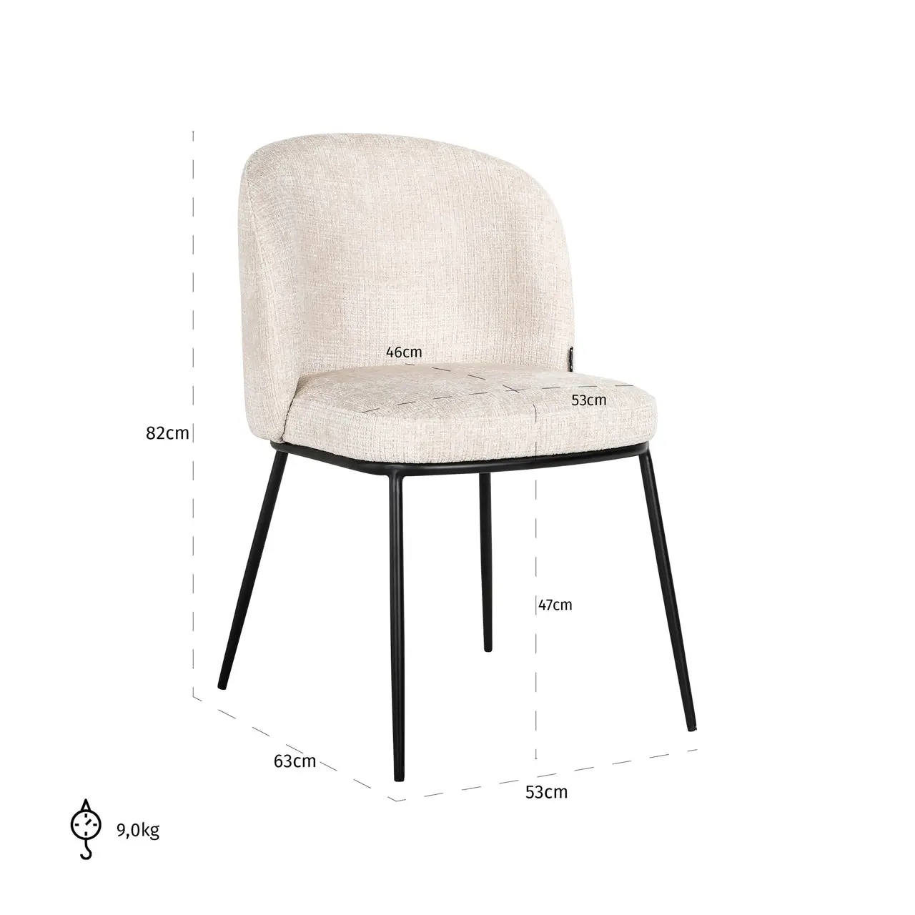 Richmond Interiors Elvi Chair in Beige Chenille Upholstery - Image 9