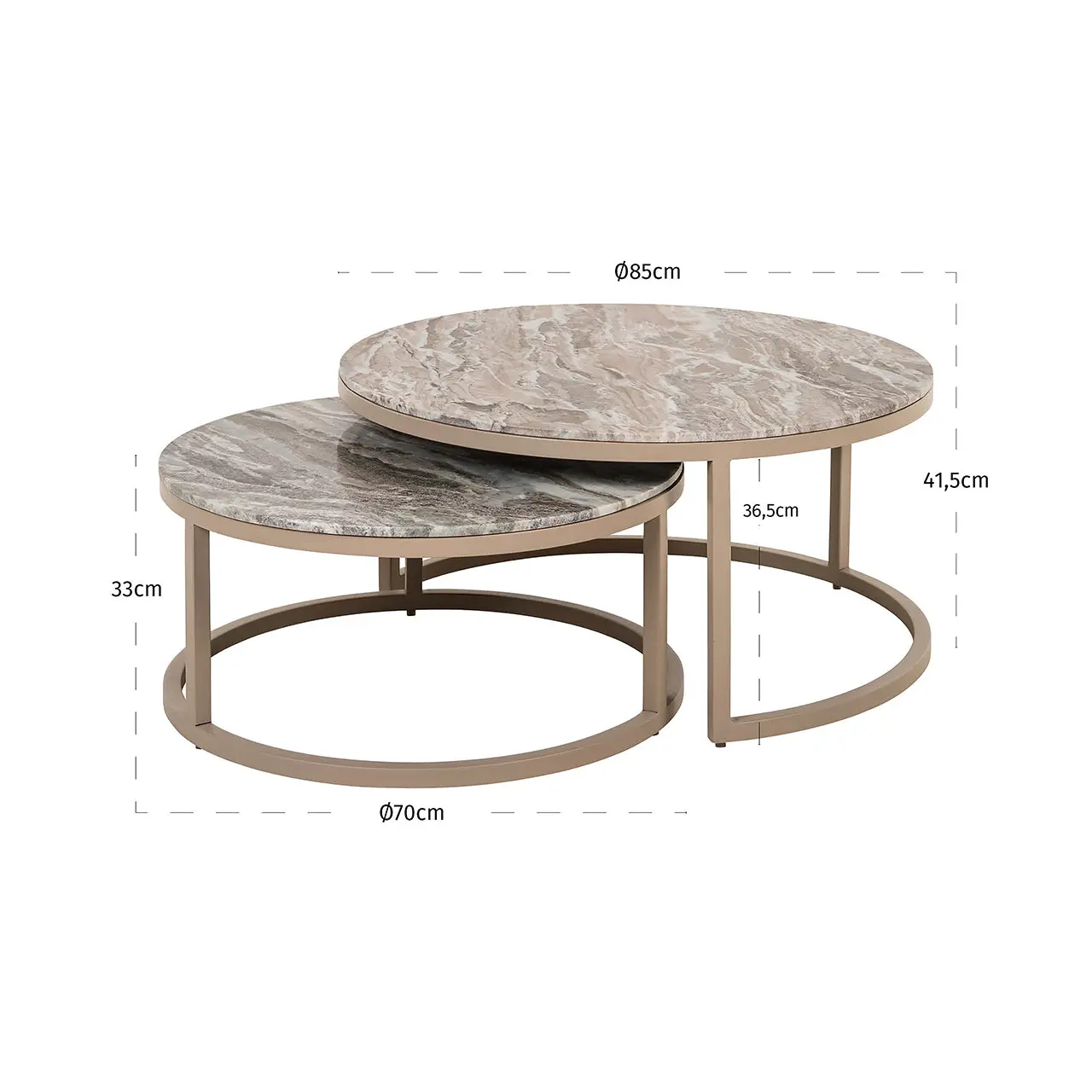 Richmond Interiors Fairfax Nesting Coffee Tables – Marble-Effect Stone Top - Image 6
