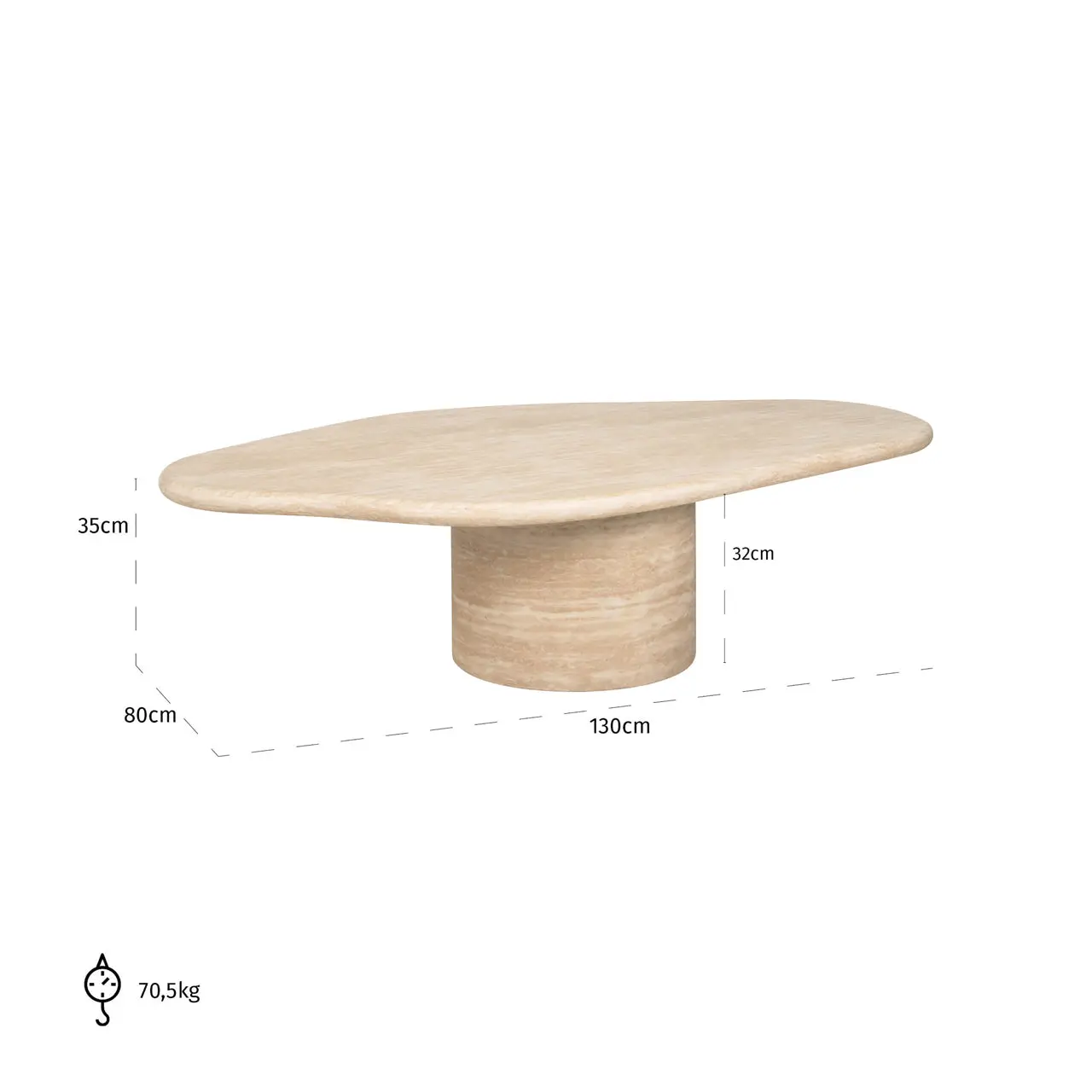 Richmond Interiors Fictus 130cm Coffee Table in Beige - Image 7