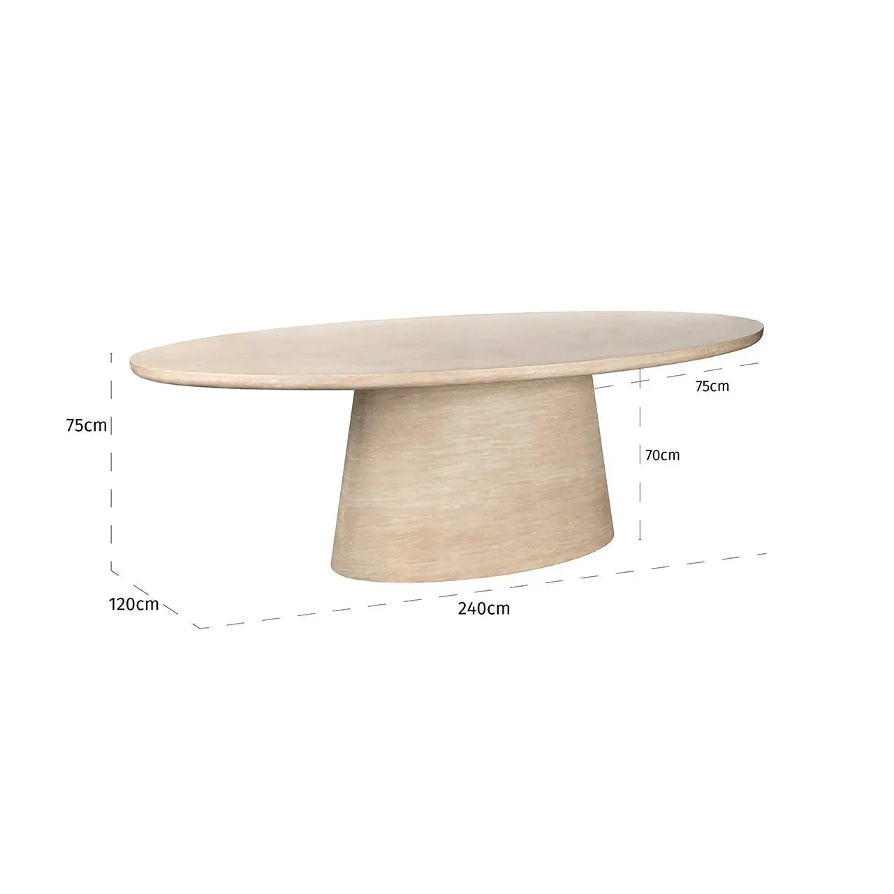 Richmond Interiors Fictus Dining Table 240cm Travertine in Beige - Image 6