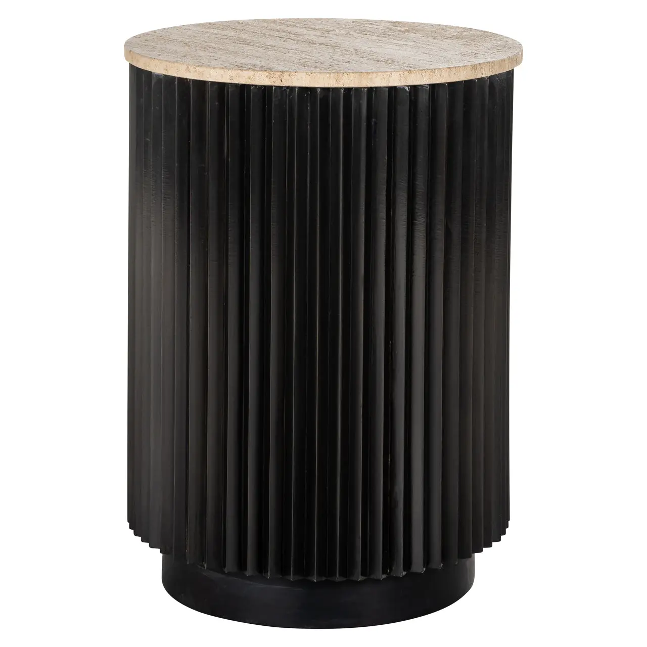 Richmond Interiors Hampton 45cm Side Table – Black Base with Natural Stone Top