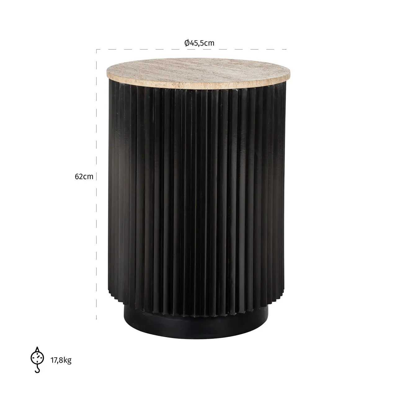 Richmond Interiors Hampton 45cm Side Table – Black Base with Natural Stone Top - Image 4