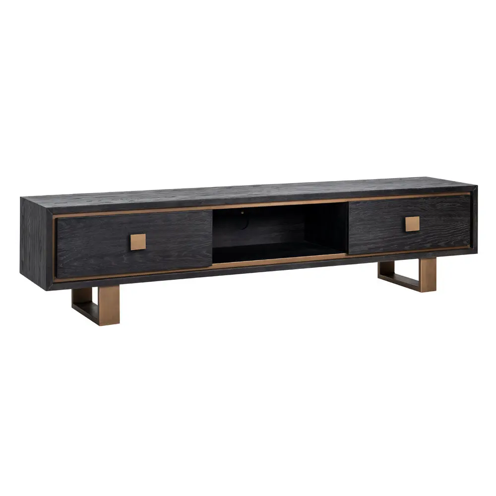 Richmond Interiors Hunter Black Rustic 2 Drawer Media Unit - Image 3