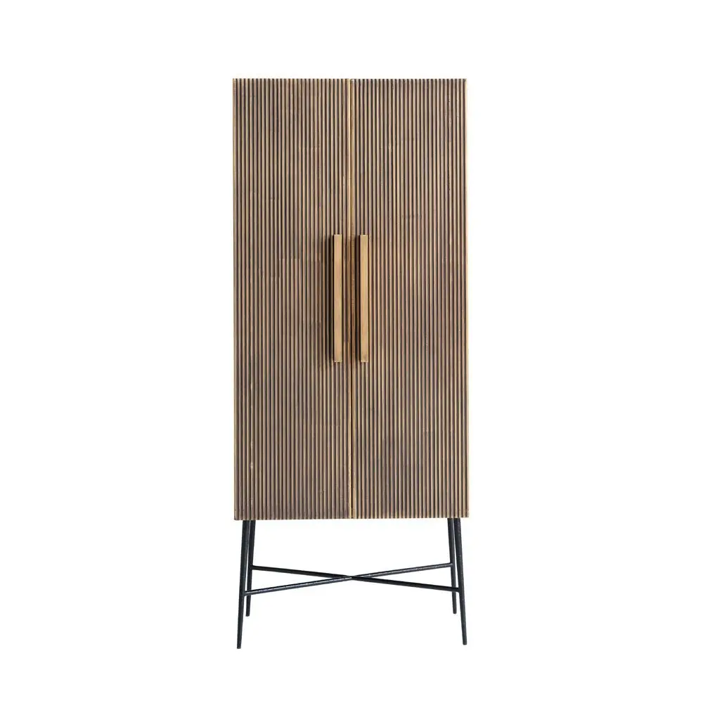 Richmond Interiors Ironville 2 Door Cabinet – Black Marble & Brass - Image 3