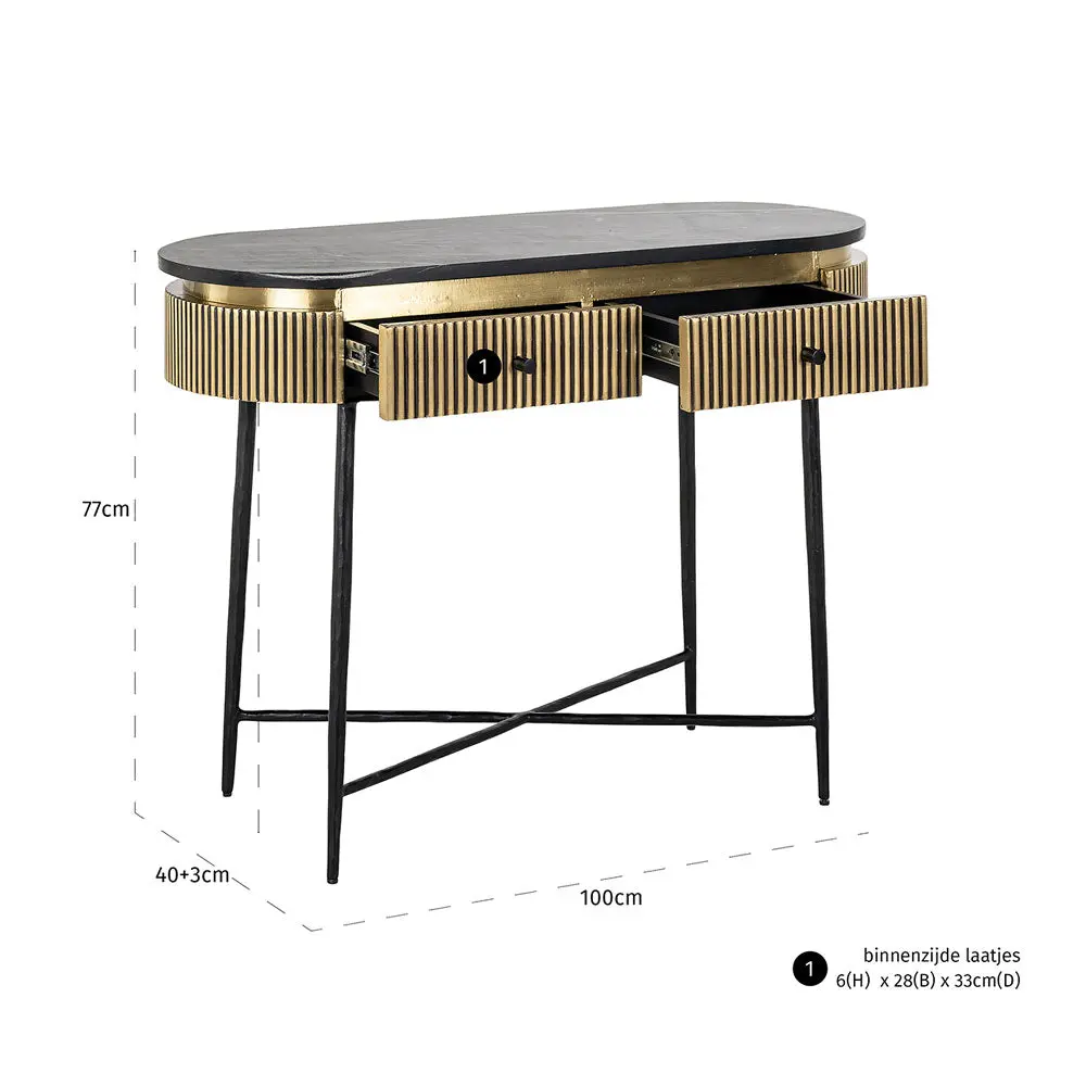 Richmond Interiors Ironville 2 Drawer Luxury Console Table - Image 9