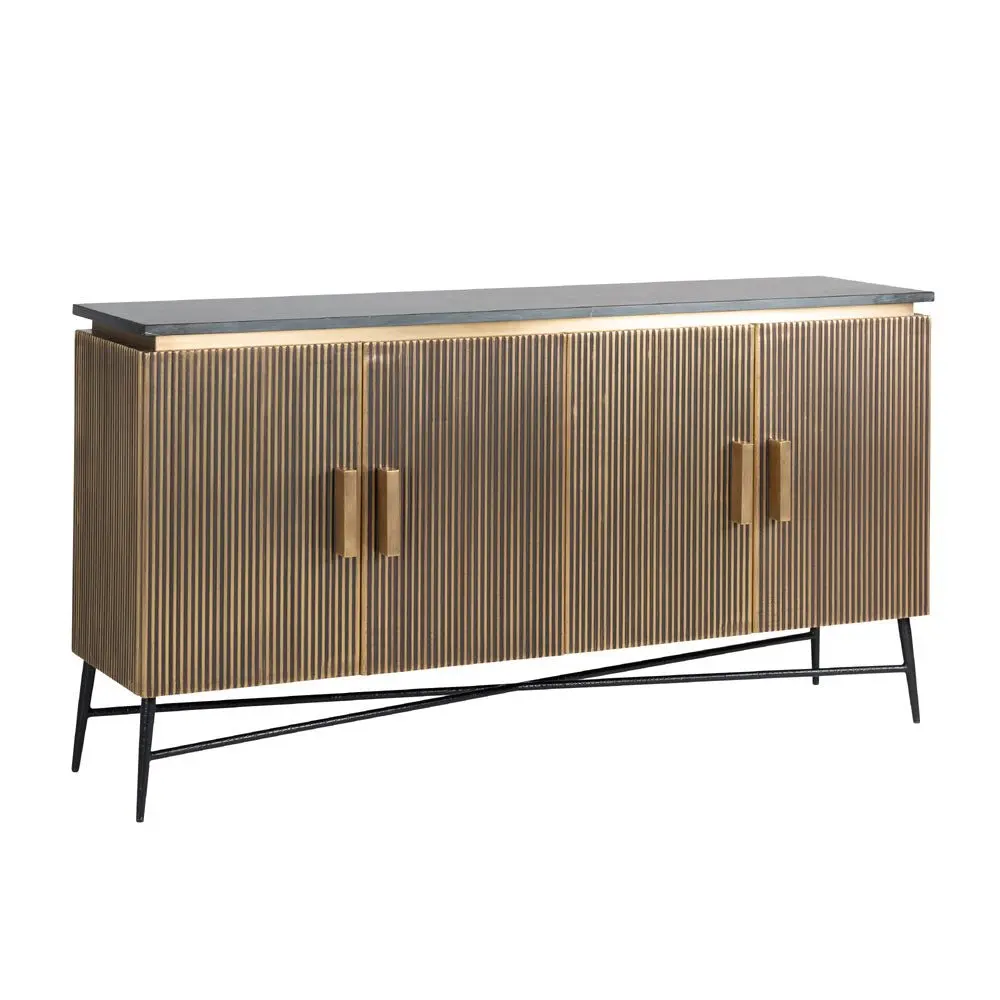 Richmond Interiors Ironville 4 Door Sideboard – Black Marble & Brass - Image 3