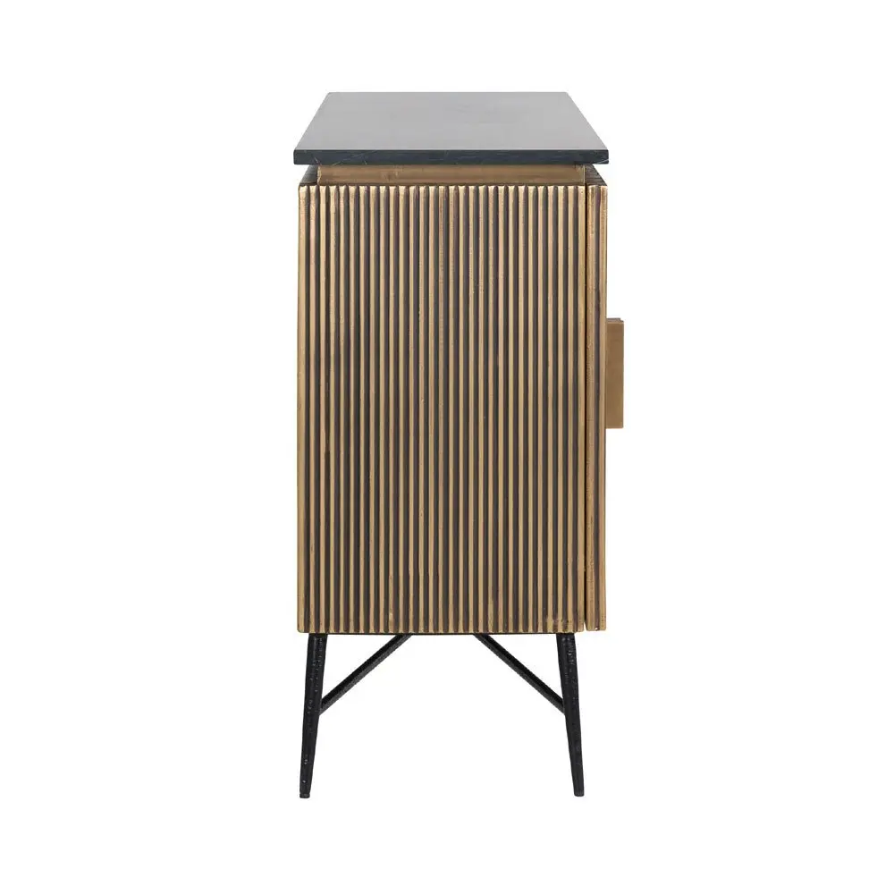 Richmond Interiors Ironville 4 Door Sideboard – Black Marble & Brass - Image 4