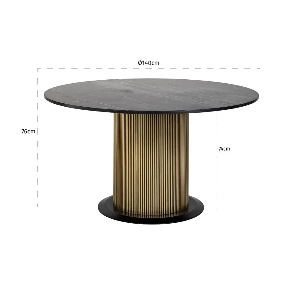 Richmond Interiors Ironville Dining Table – 140cm Black Marble & Brass - Image 5